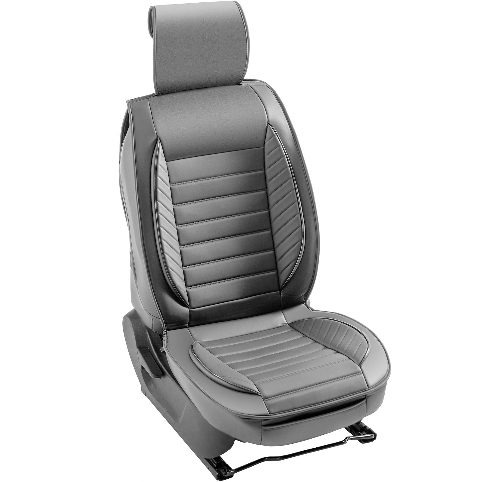 Gray Faux Leather Car Seat Covers, 2pcs Universal Fit for Most Cars, and Trucks - Picture 8 of 11