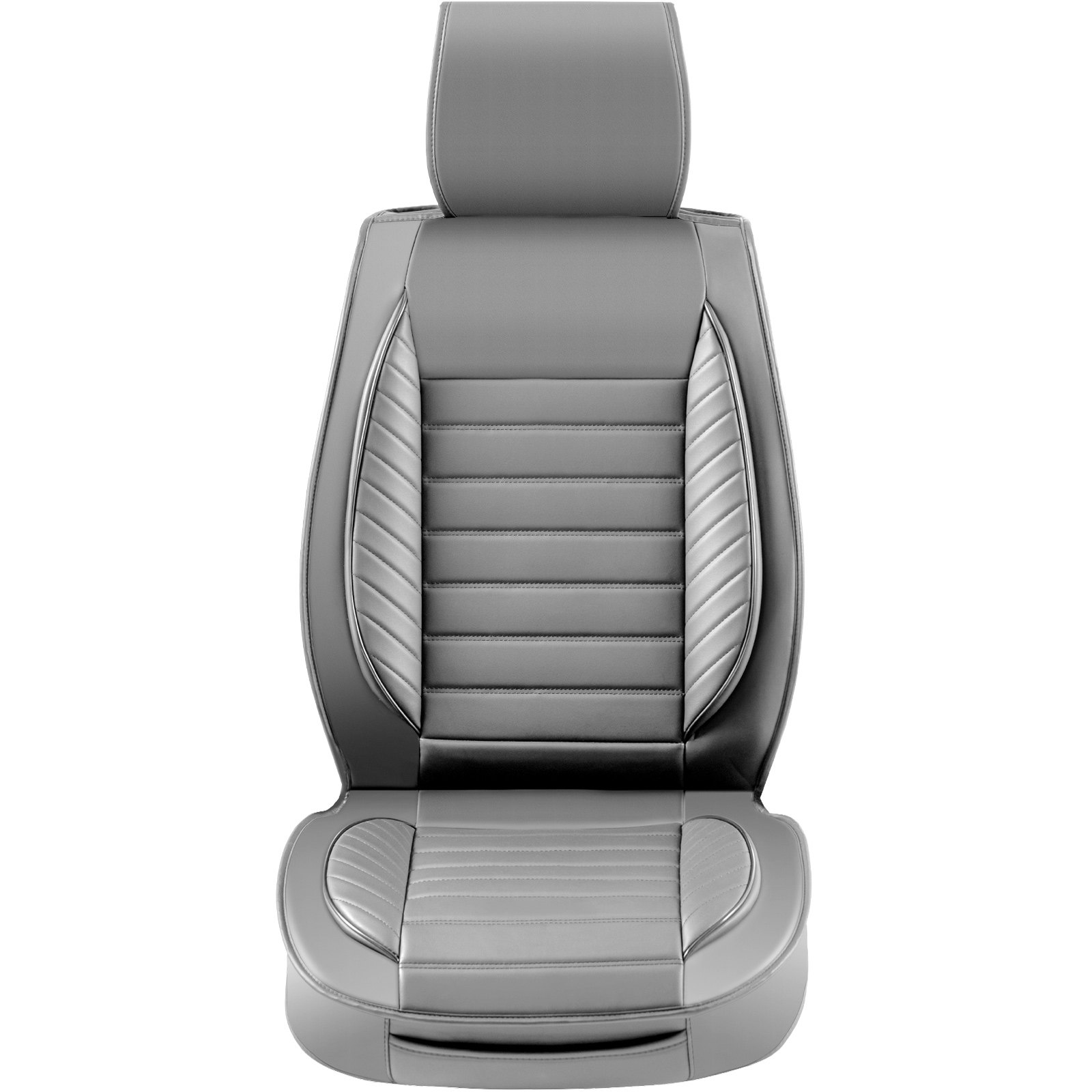 Gray Faux Leather Car Seat Covers, 2pcs Universal Fit for Most Cars, and Trucks - Picture 9 of 11