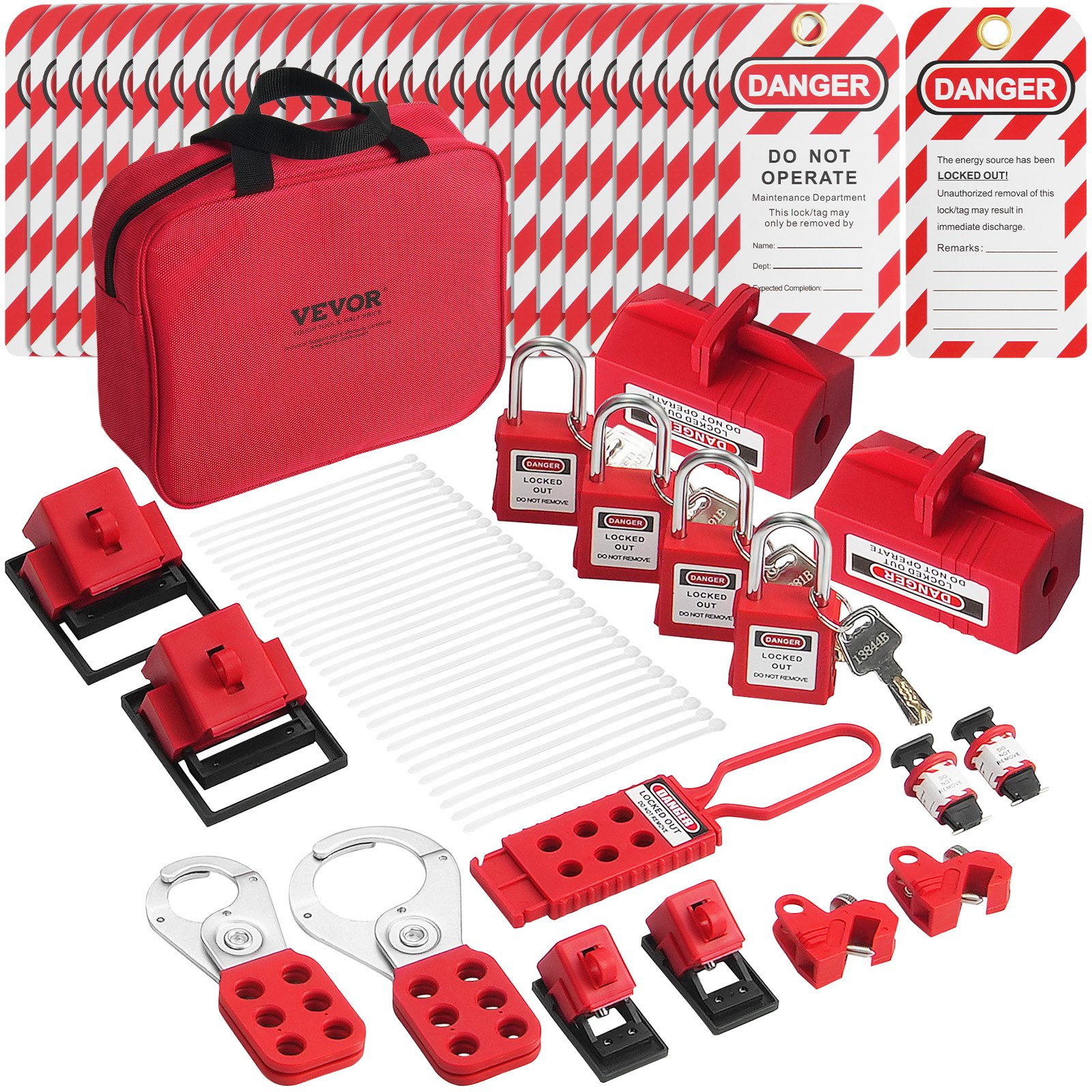 47 PCS Electrical Lockout Tagout Kit – Comprehensive Safety Kit with Padlocks, H