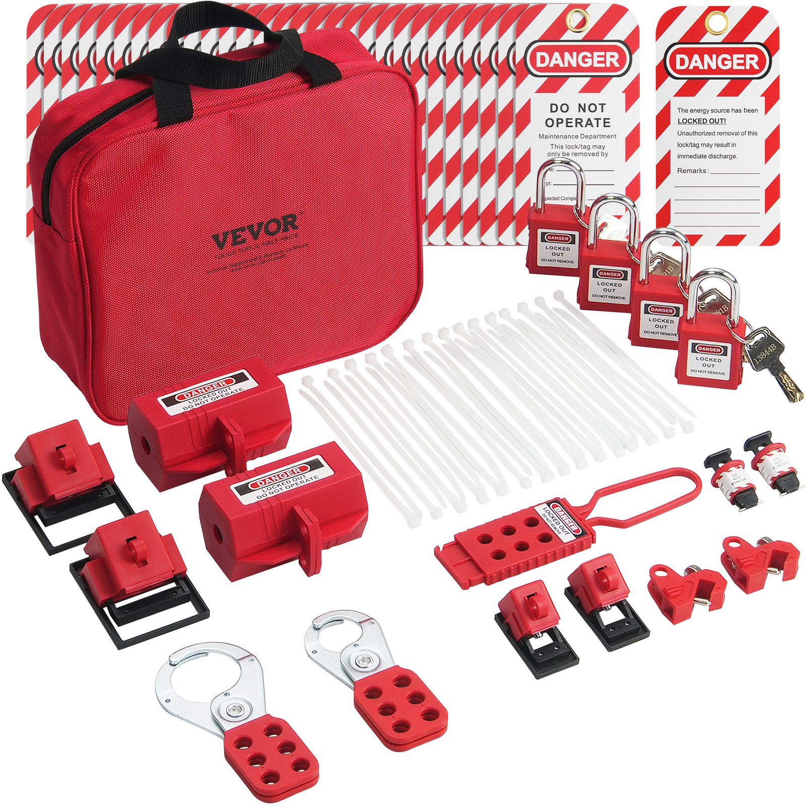 47 PCS Electrical Lockout Tagout Kit – Comprehensive Safety Kit with Padlocks, H