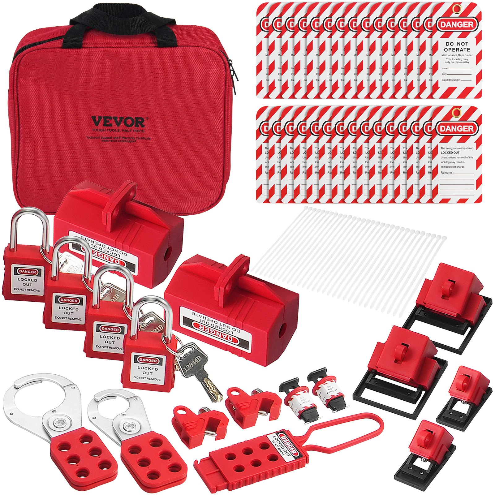 47 PCS Electrical Lockout Tagout Kit – Comprehensive Safety Kit with Padlocks, H