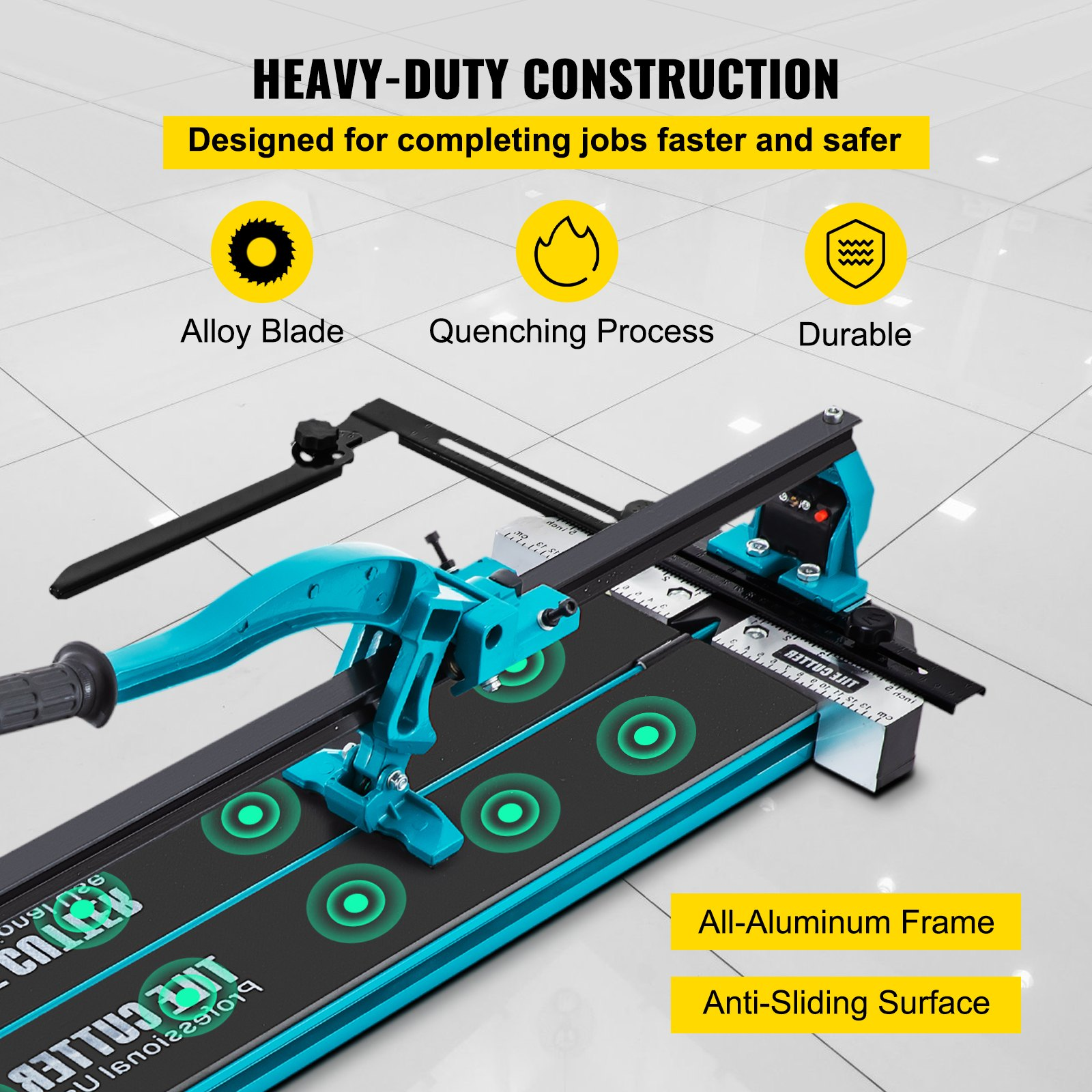 40" Manual Tile Cutter Single Rail Double Brackets 3/5" Capacity Laser Precision