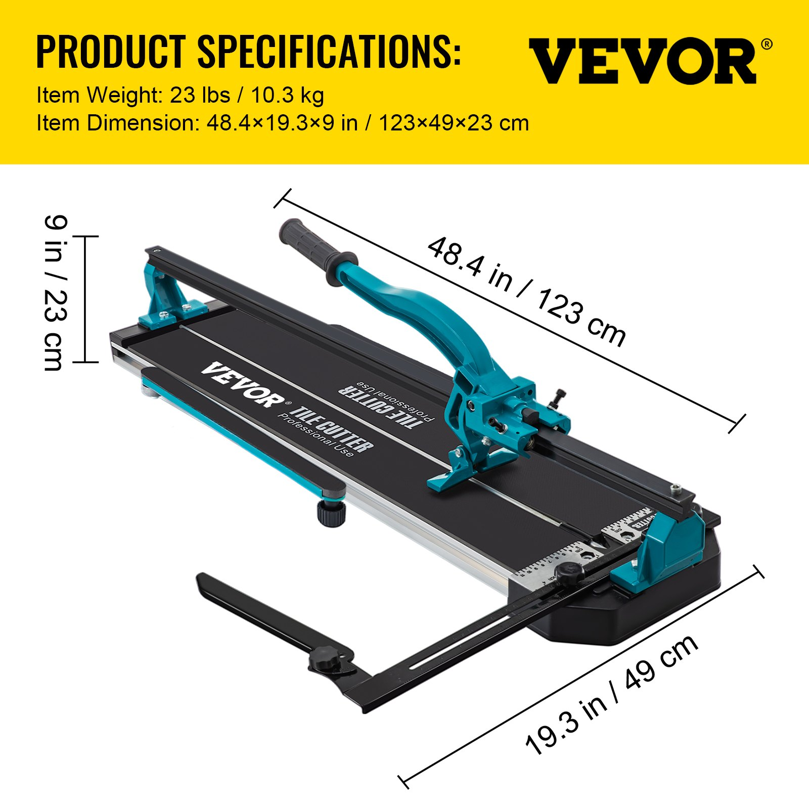 40" Manual Tile Cutter Single Rail Double Brackets 3/5" Capacity Laser Precision