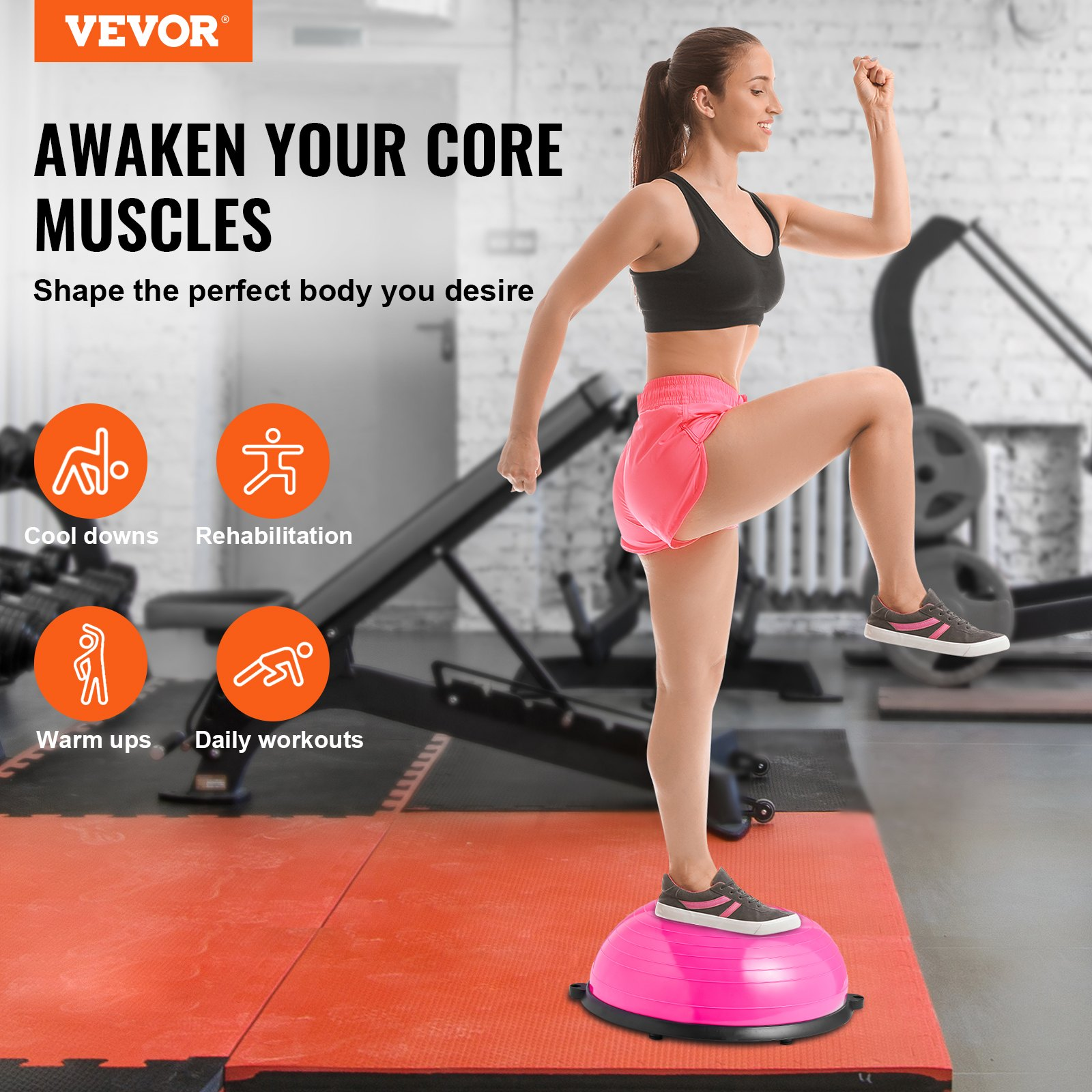 Balance Ball Trainer With Resistance Bands And Foot Pump, Inflatable - View #7