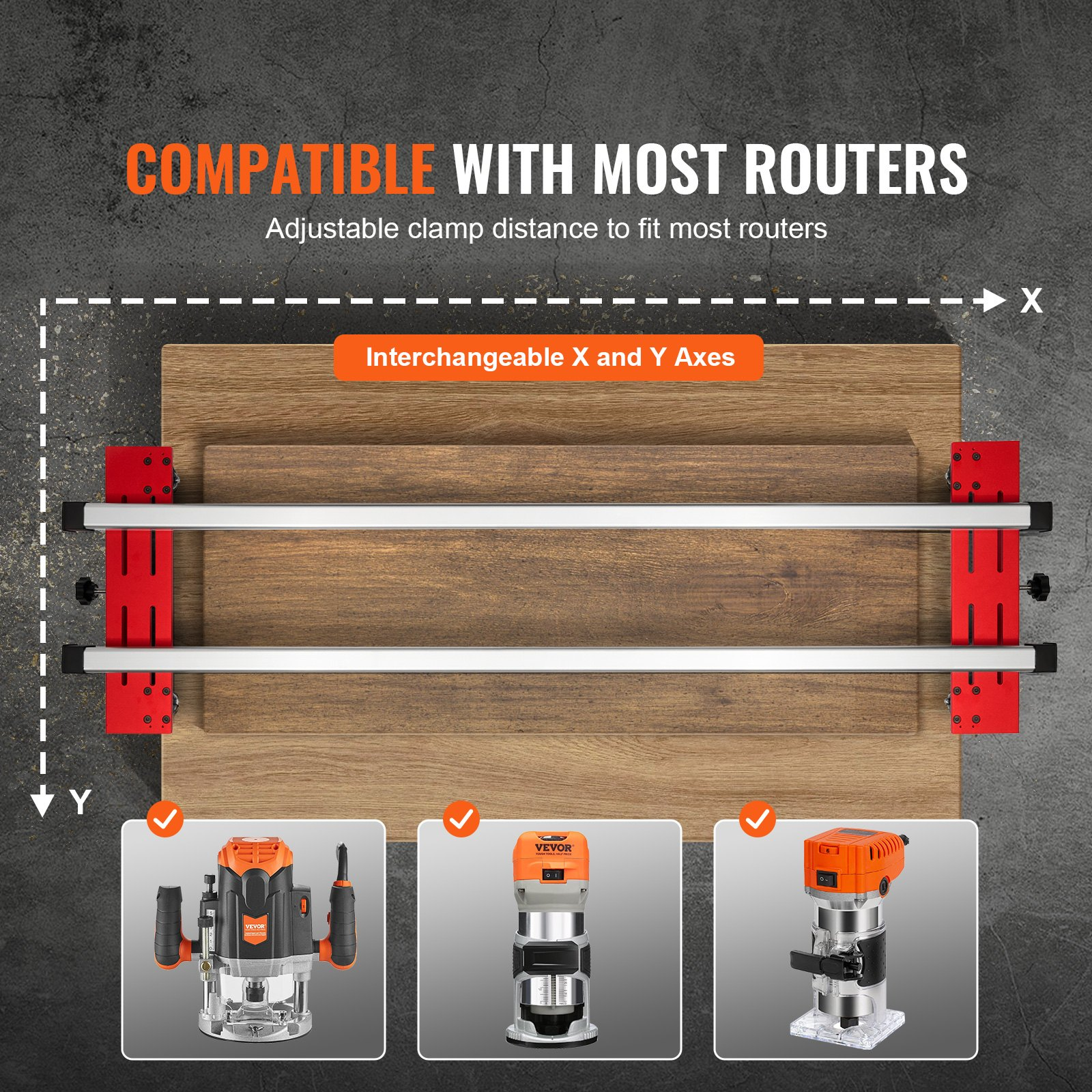 60” Router Sled Portable Adjustable Slab Flattening Jig for DIY Woodworking - Picture 2 of 10