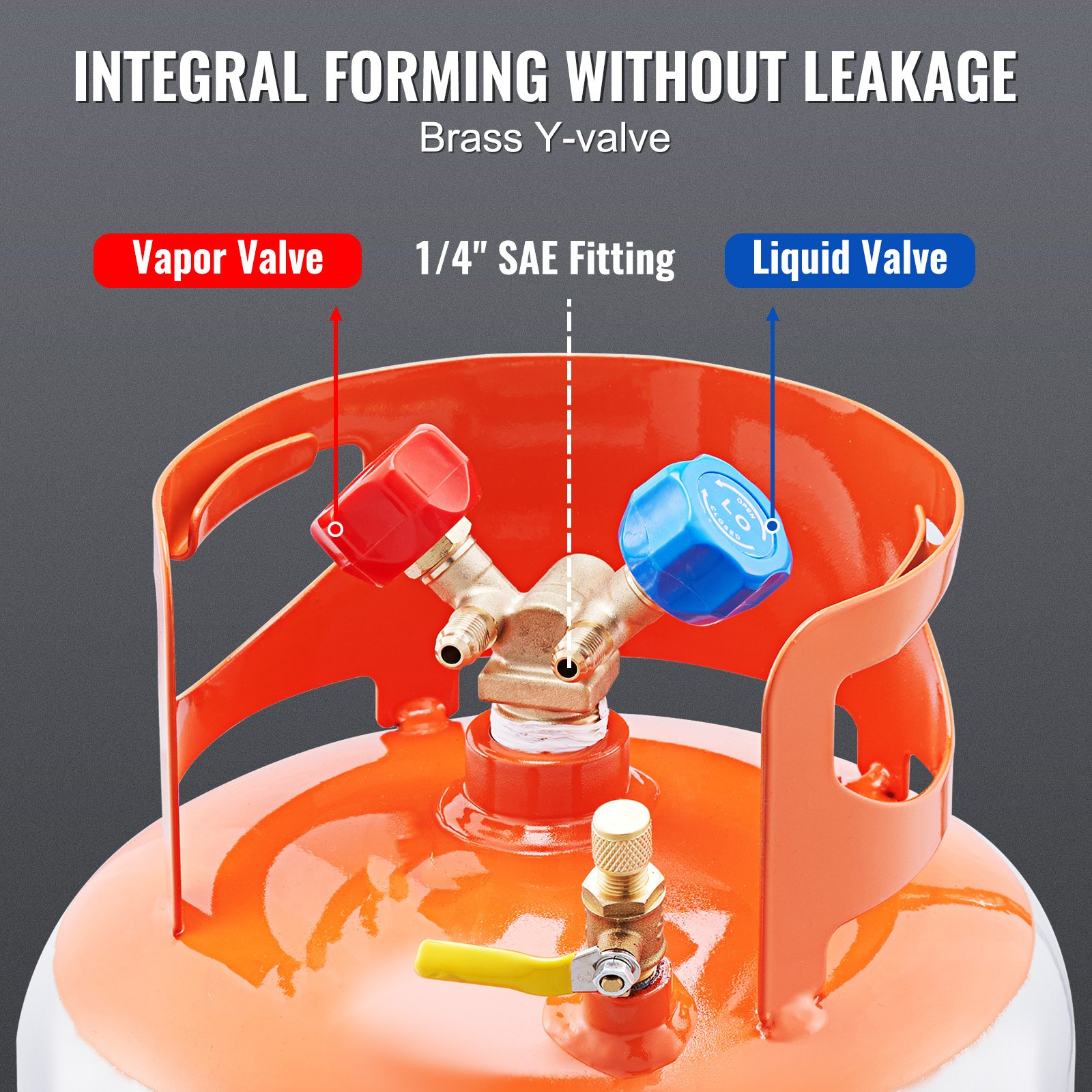 Refrigerant Recovery Tank, 50 LBS Capacity, Orange+Gray