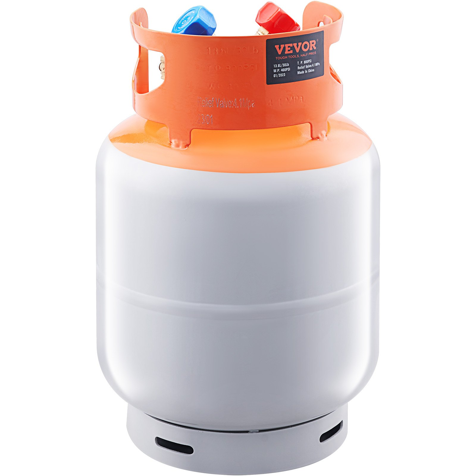 Refrigerant Recovery Tank, 50 LBS Capacity, Orange+Gray