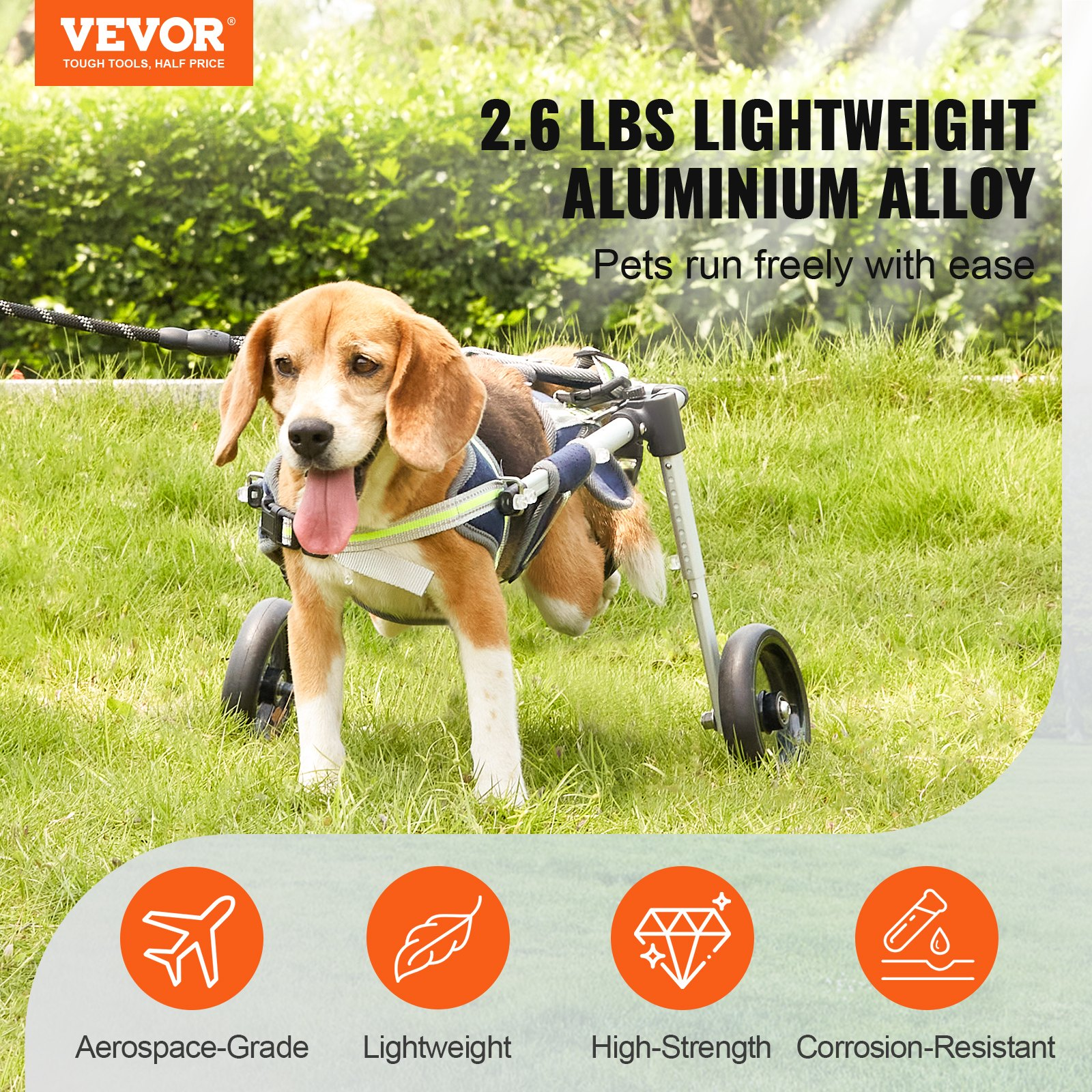 2 Wheels Dog Wheelchair for Back Legs, Hind Limb Weak Pet(XS) - Picture 1 of 10