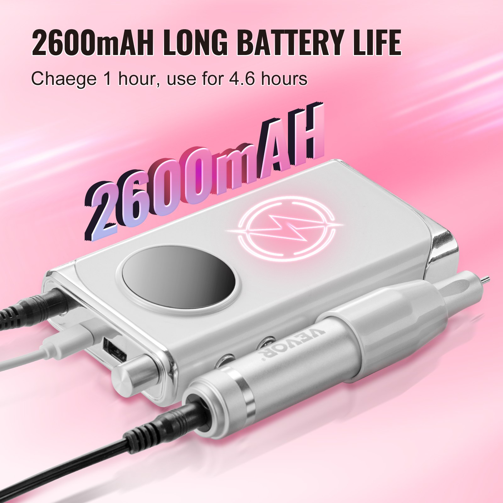 VEVOR Elektrischer Akku-Nagelbohrer, 40.000 U/min Tragbare Akku-Nagel-E-Feile - Bild 2 von 11