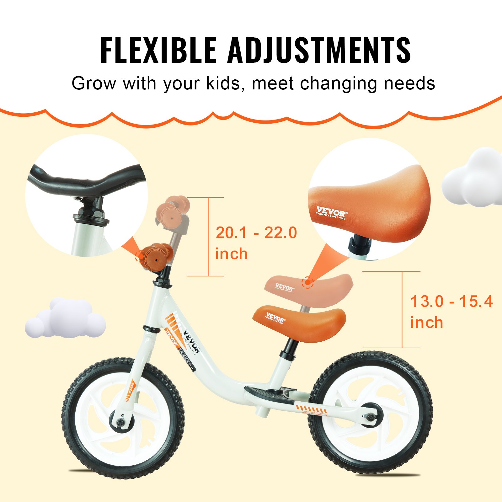 VEVOR Toddler Balance Bike, 55LBS Support