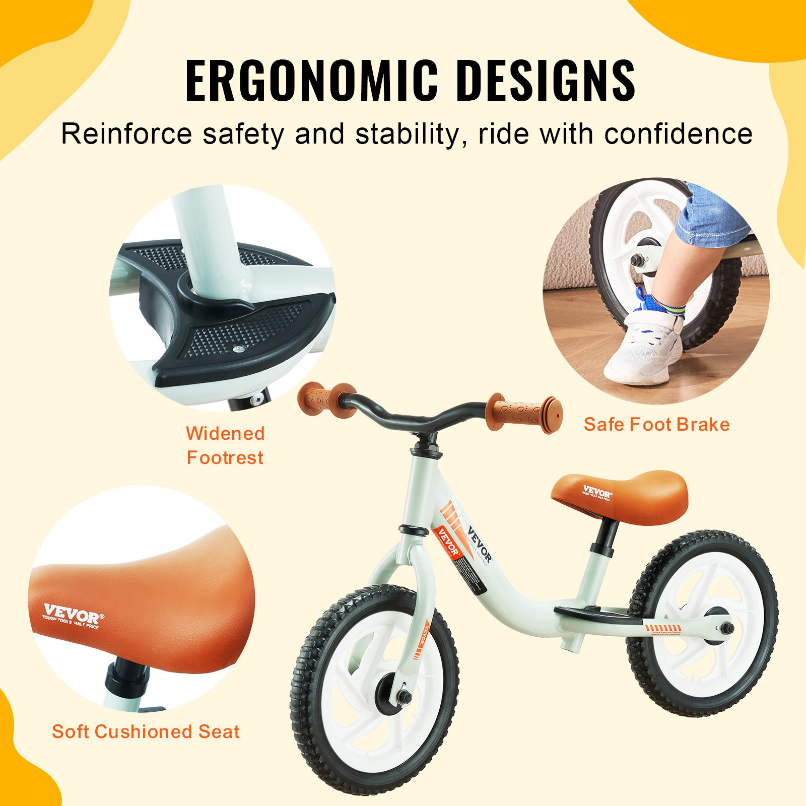 VEVOR Toddler Balance Bike, 55LBS Support