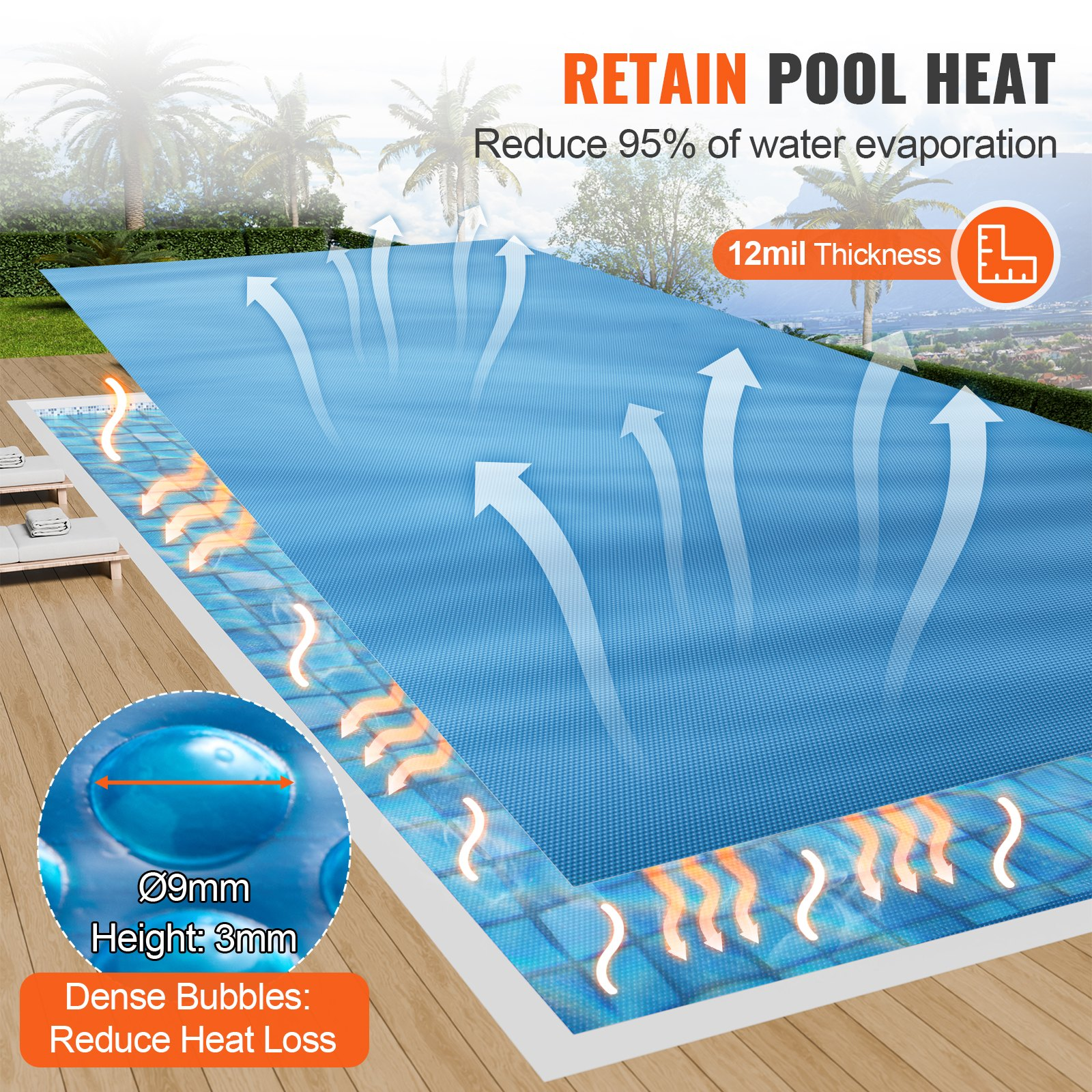 Solar Pool Cover, 12 mil Solar Covers Blue