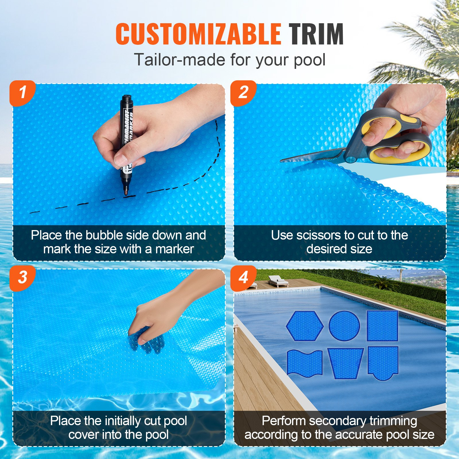 Solar Pool Cover, 12 mil Solar Covers Blue