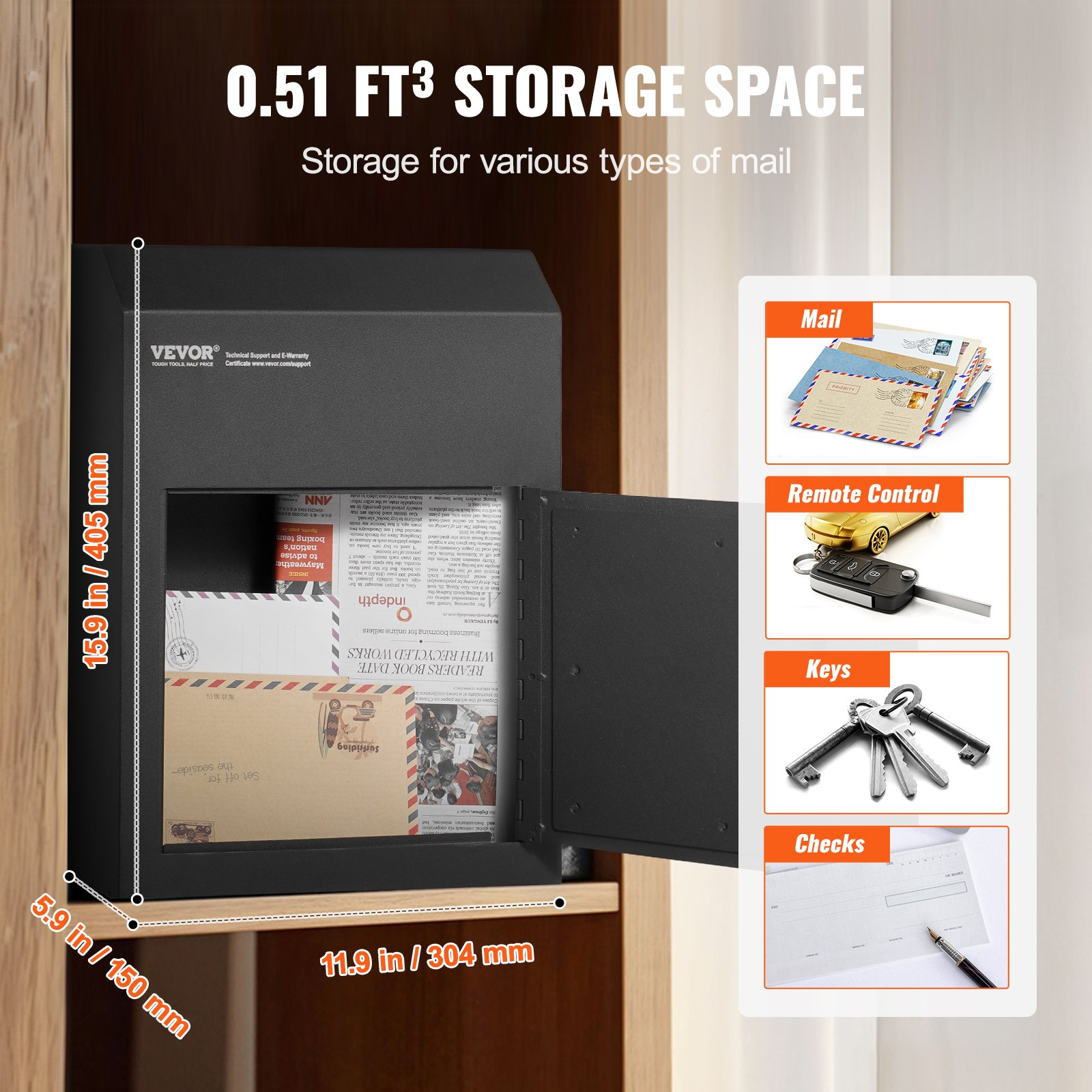 Through The Door Key Drop Box, Black