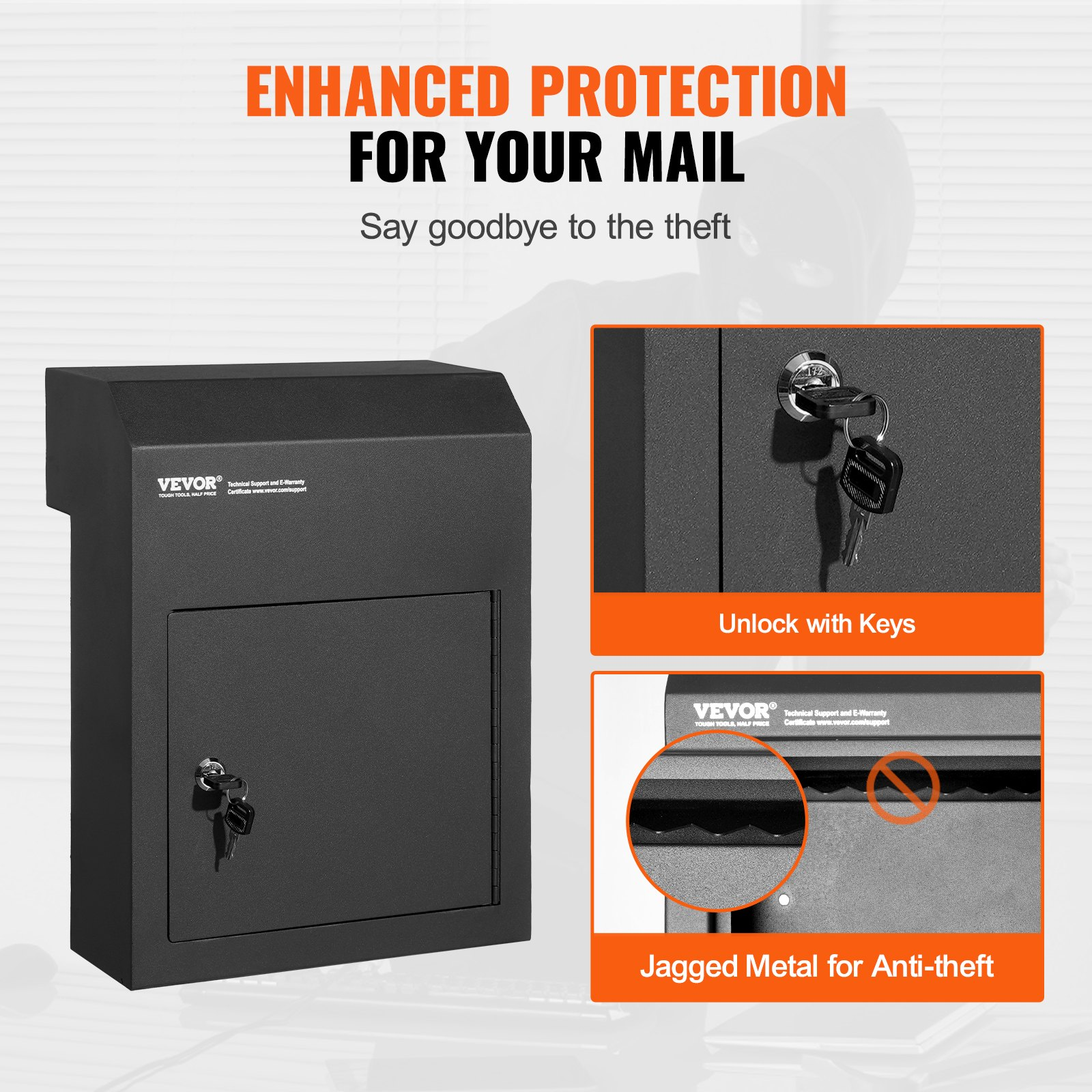Through The Door Key Drop Box, Black
