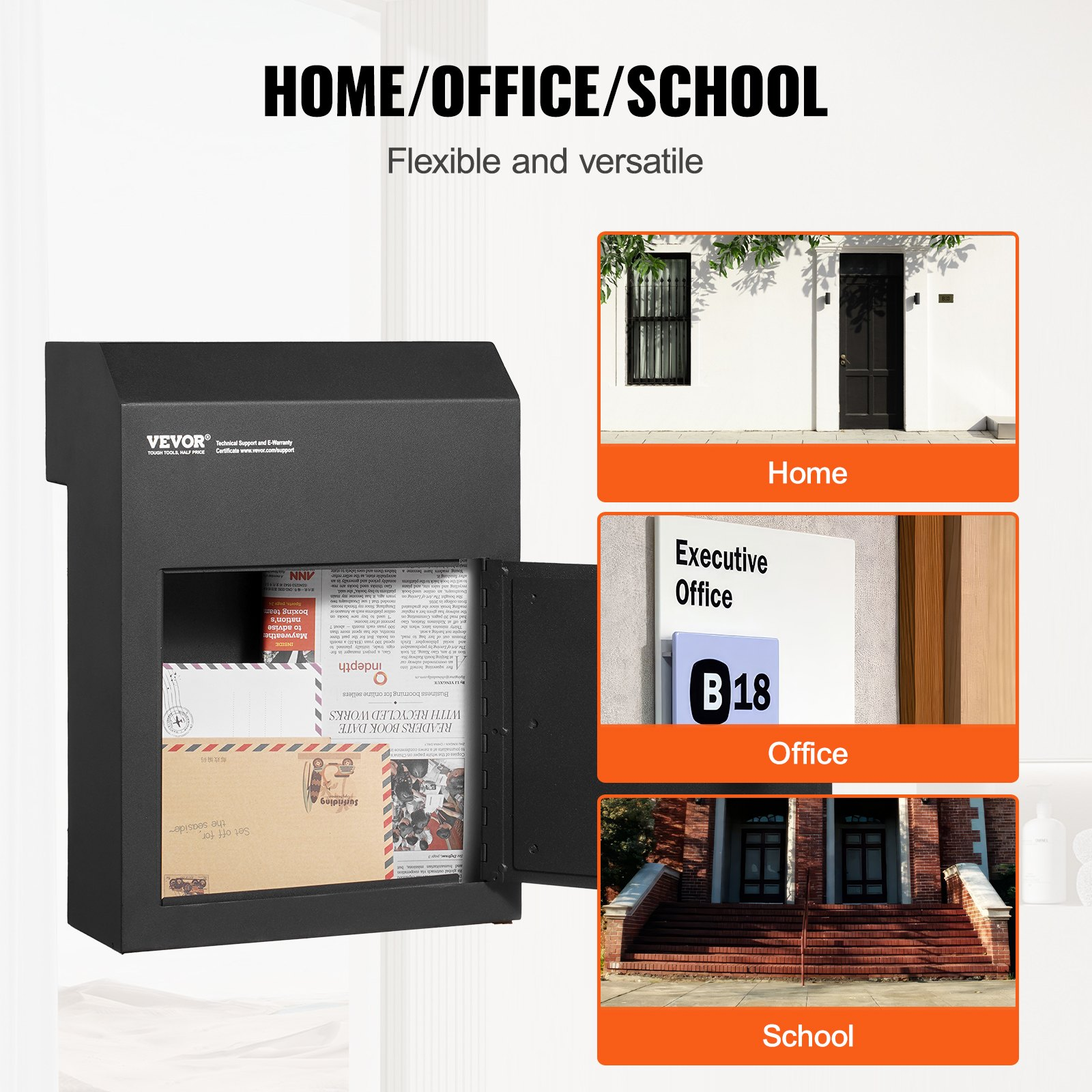Through The Door Key Drop Box, Black