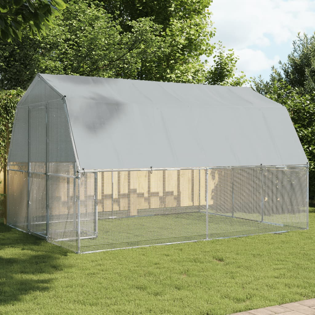 Chicken Cage, pen, run, 375 x 285 x 230 cm (L x W x H), gate, Galvanised Steel