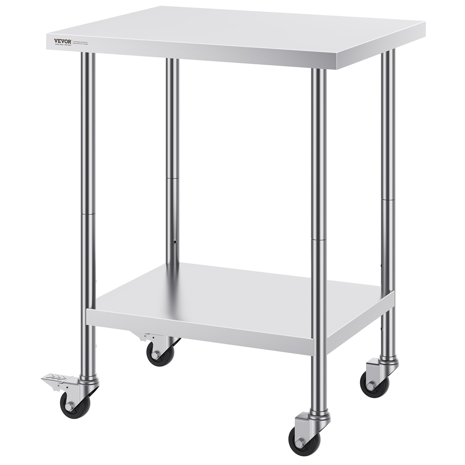 24x30x38 Stainless Steel Work Table w/ Wheels 3-Level Adjustable Heavy Duty