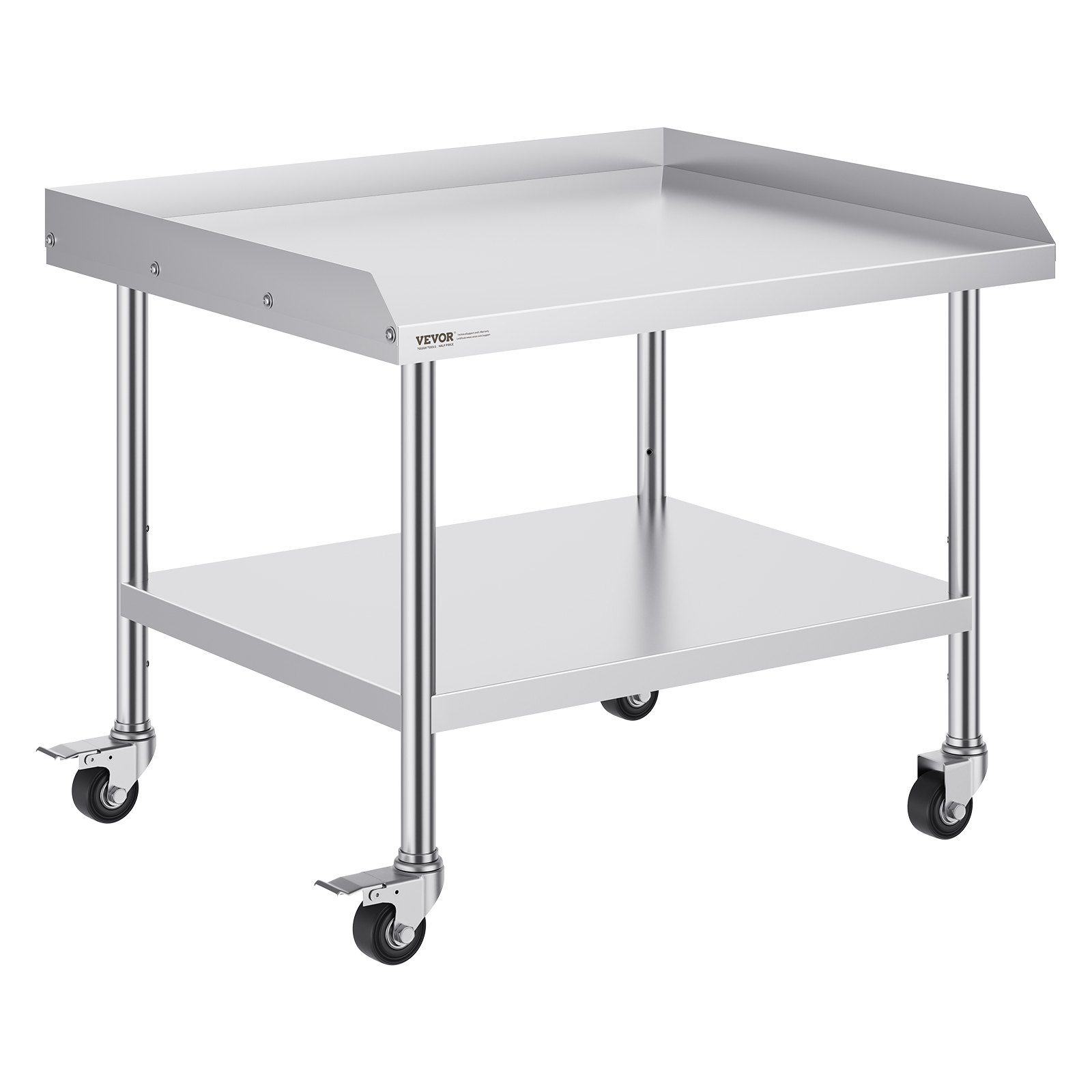 30x36x30 Stainless Steel Work Table w/ Casters 3-Sided Backsplash Heavy Duty