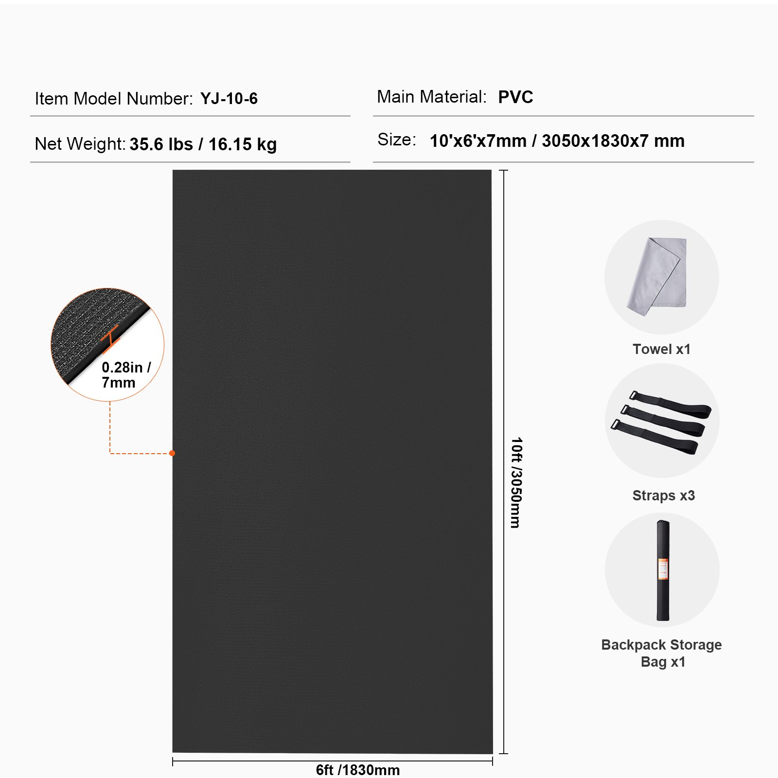 Exercise Mat, Pilate & Floor Workout (10x6ft)