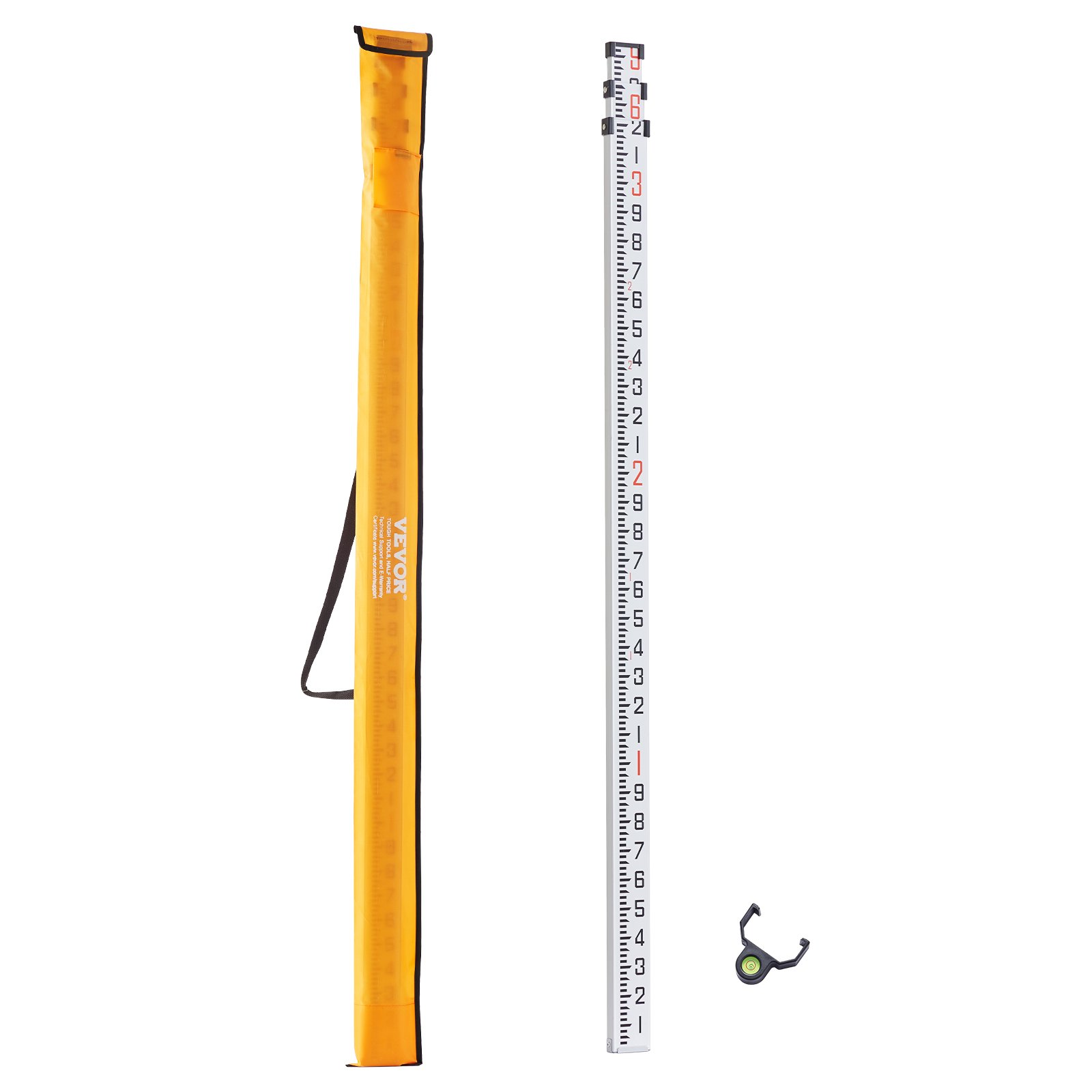 9Ft Aluminum Telescopic Measuring Rod 3-Section Level Survey Stick w/Bag