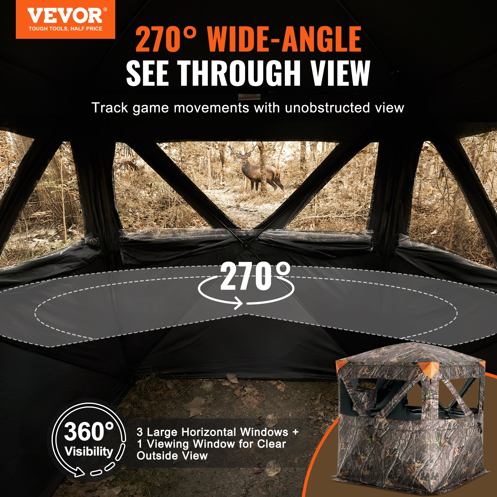 Hunting Blind, 3 Horizontal Windows for Turkey and Deer Hunting - Picture 1 of 10