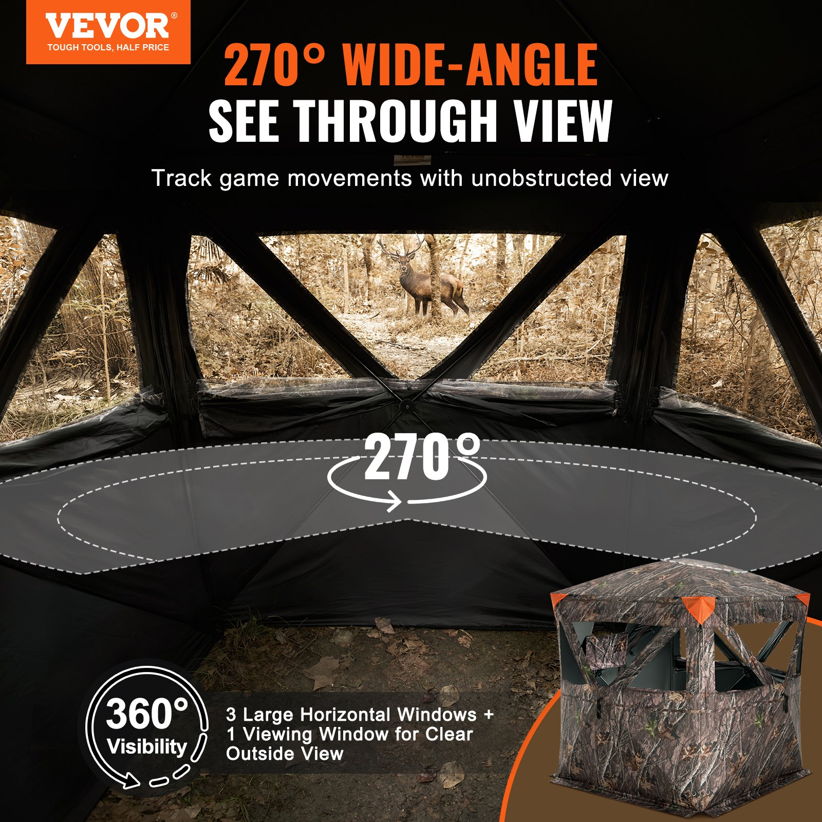 270° Pop Up Hunting Blind 2-3 Person Tent w/ Windows Bag for Deer Turkey - Picture 2 of 12