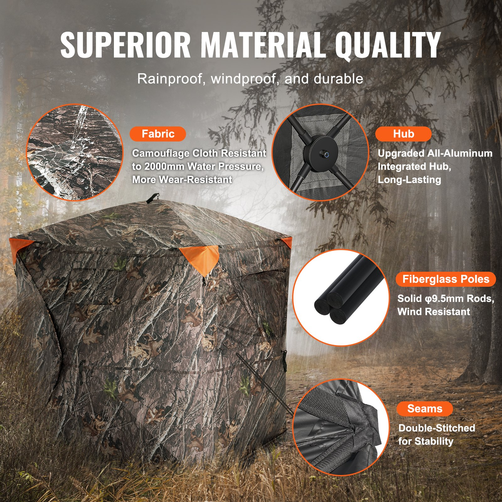 270° Pop Up Hunting Blind 2-3 Person Tent w/ Windows Bag for Deer Turkey - Picture 4 of 12