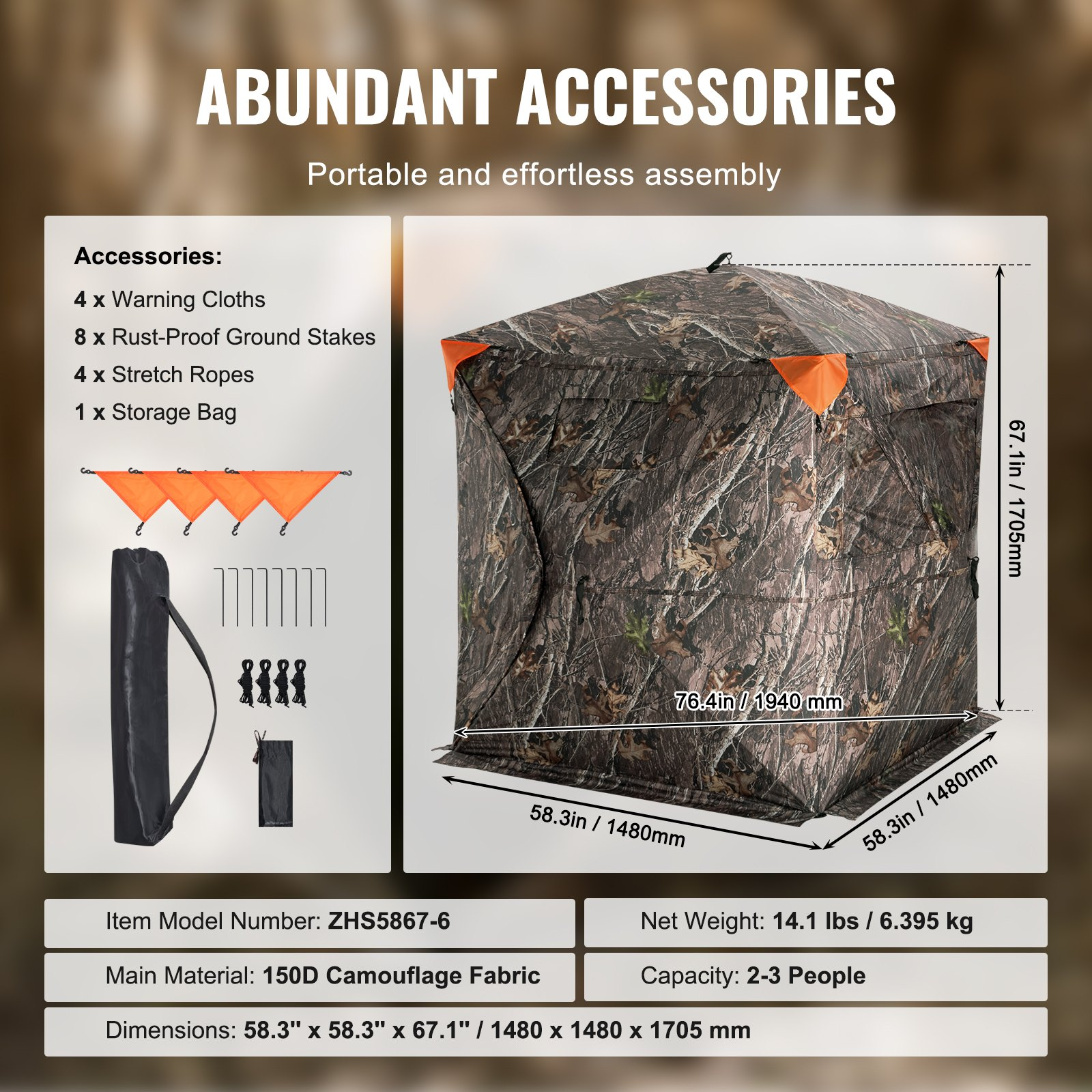 270° Pop Up Hunting Blind 2-3 Person Tent w/ Windows Bag for Deer Turkey - Picture 6 of 12