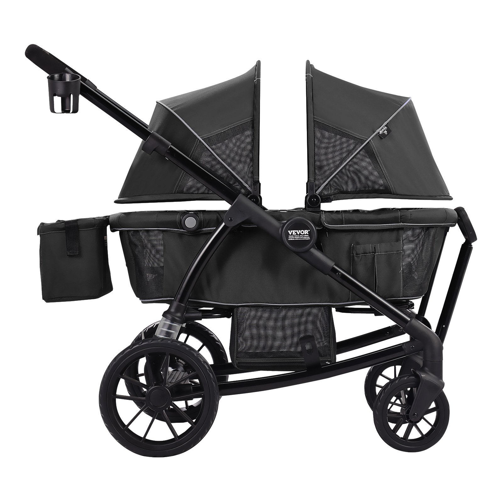 VEVOR All-Terrain Stroller Wagon, 2 Seats Foldable Expedition 2-in-1 Collapsible