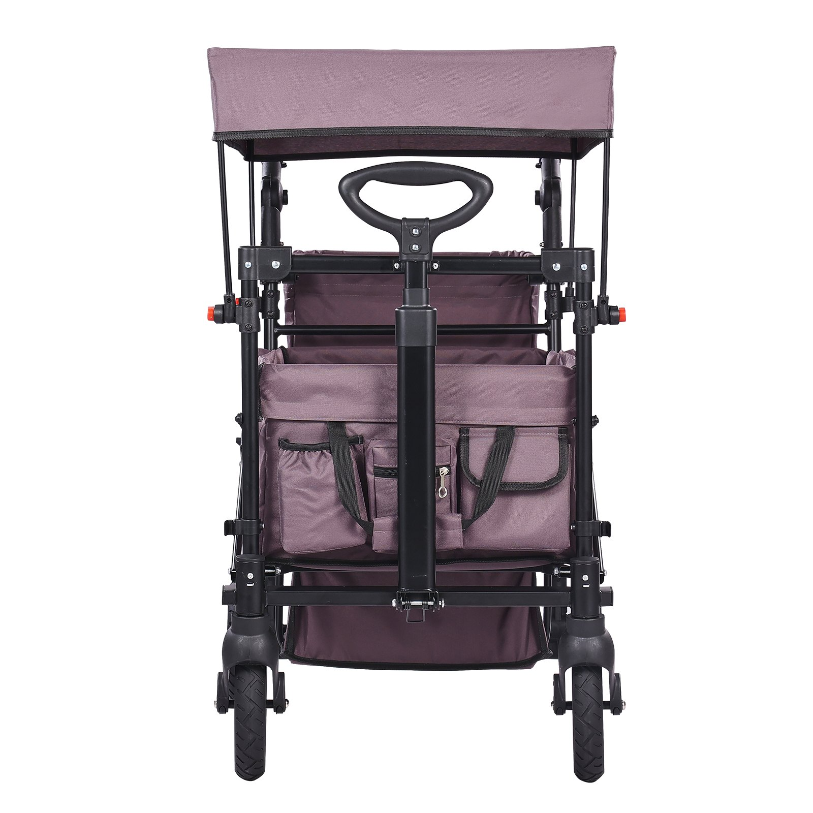 Wagon Stroller for 2 Kids, Push Pull Quad Collapsible Stroller with Adjustable H