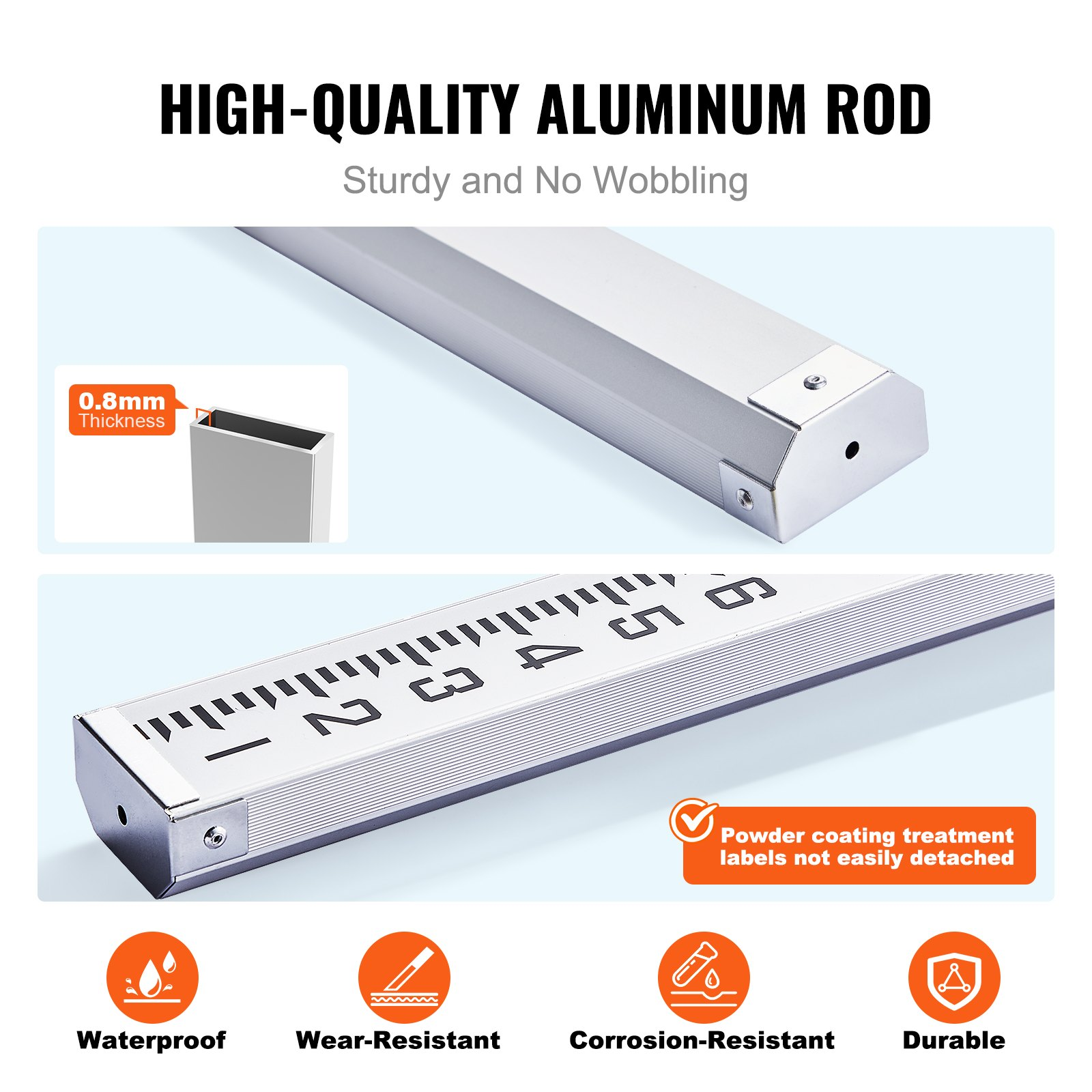 16Ft Aluminum Telescopic Measuring Rod 4-Section Level Survey Stick w/Bag - Picture 3 of 10