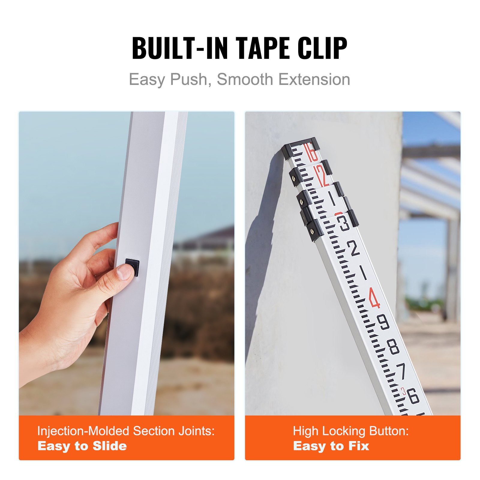 16Ft Aluminum Telescopic Measuring Rod 4-Section Level Survey Stick w/Bag - Picture 4 of 10