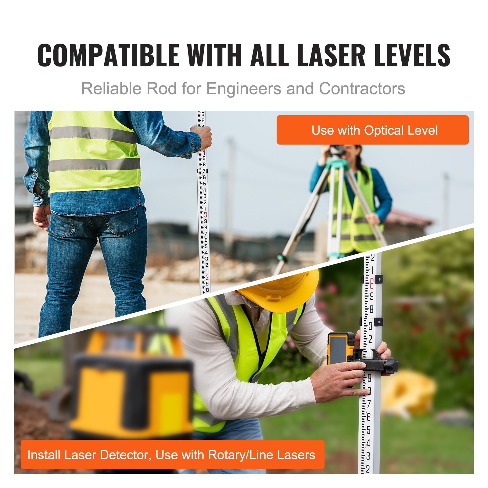 16Ft Aluminum Telescopic Measuring Rod 4-Section Level Survey Stick w/Bag - Picture 5 of 10