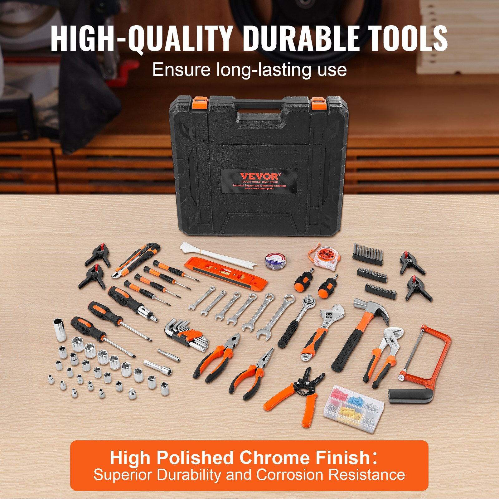 216-Piece Tool Kit, Home Repair Set w/ Case, High-Quality Steel for DIY & Repair