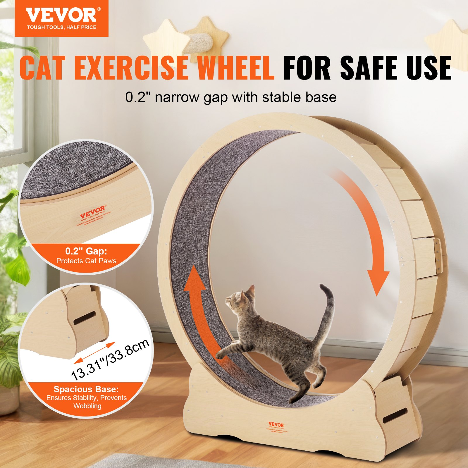 Wooden Cat Exercise Wheel, Suitable for Most Cats