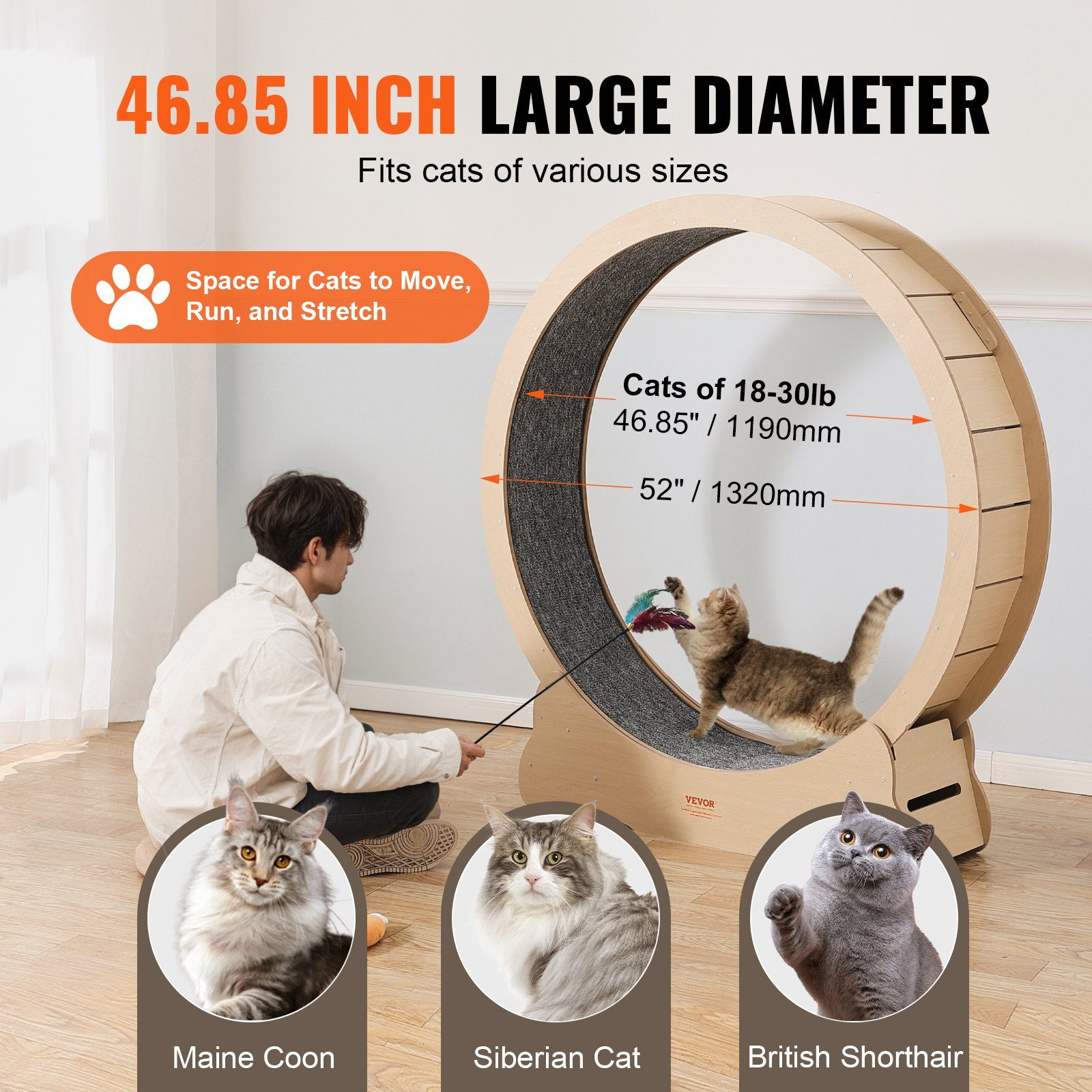 Wooden Cat Exercise Wheel, Suitable for Most Cats