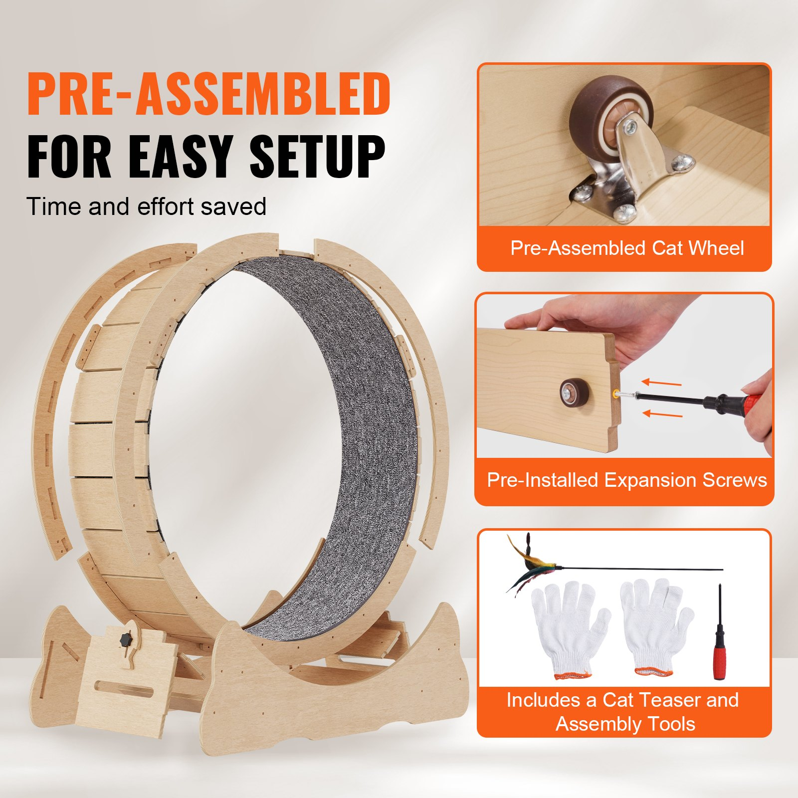 Wooden Cat Exercise Wheel, Suitable for Most Cats