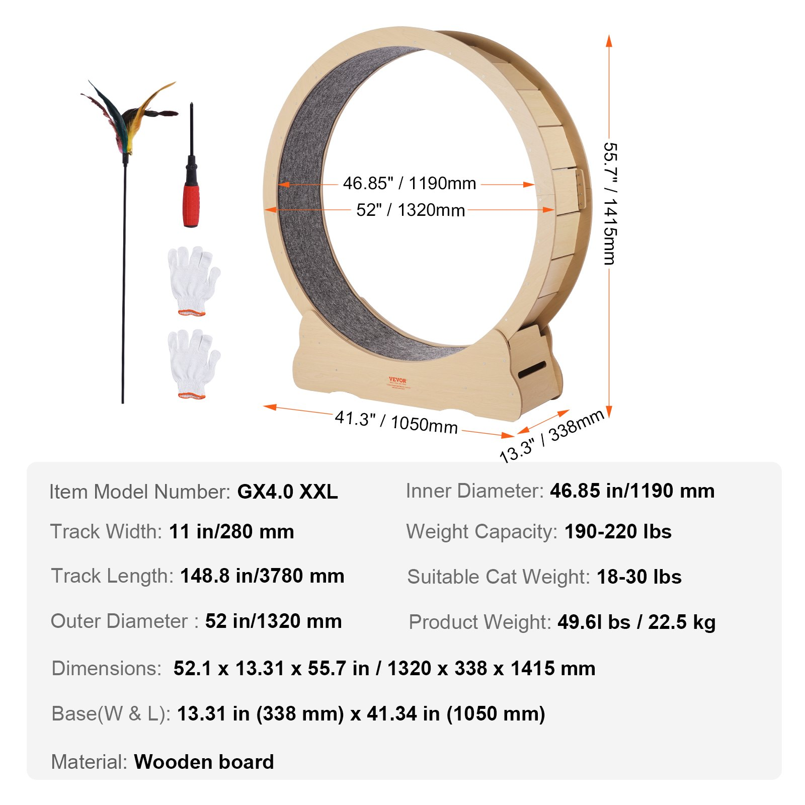 Wooden Cat Exercise Wheel, Suitable for Most Cats