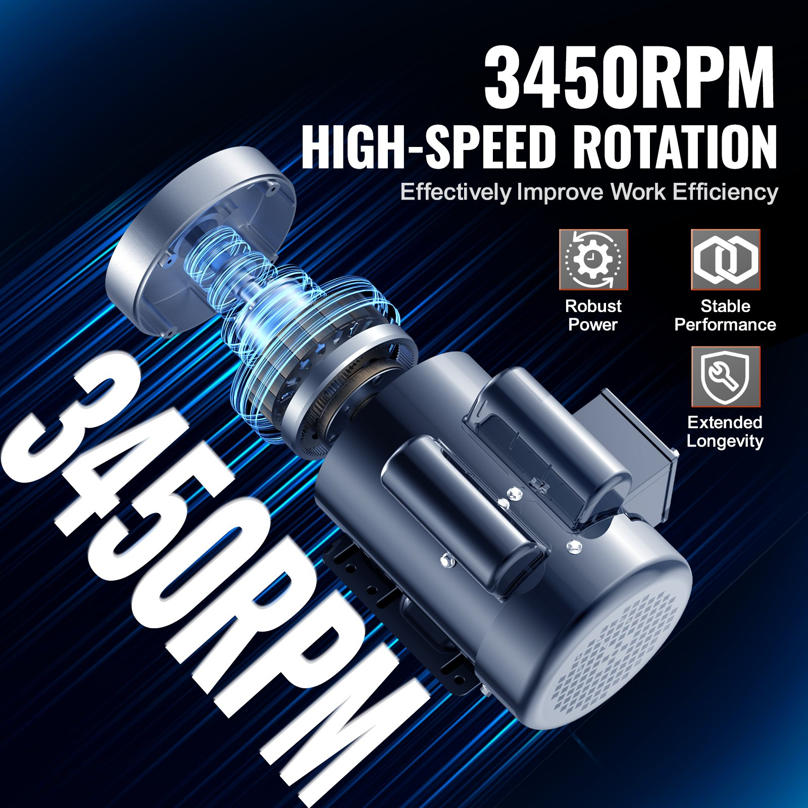 1.5HP Electric Motor 3450 rpm AC 115V/230V 56C Frame Air Compressor Single Phase - Picture 2 of 11