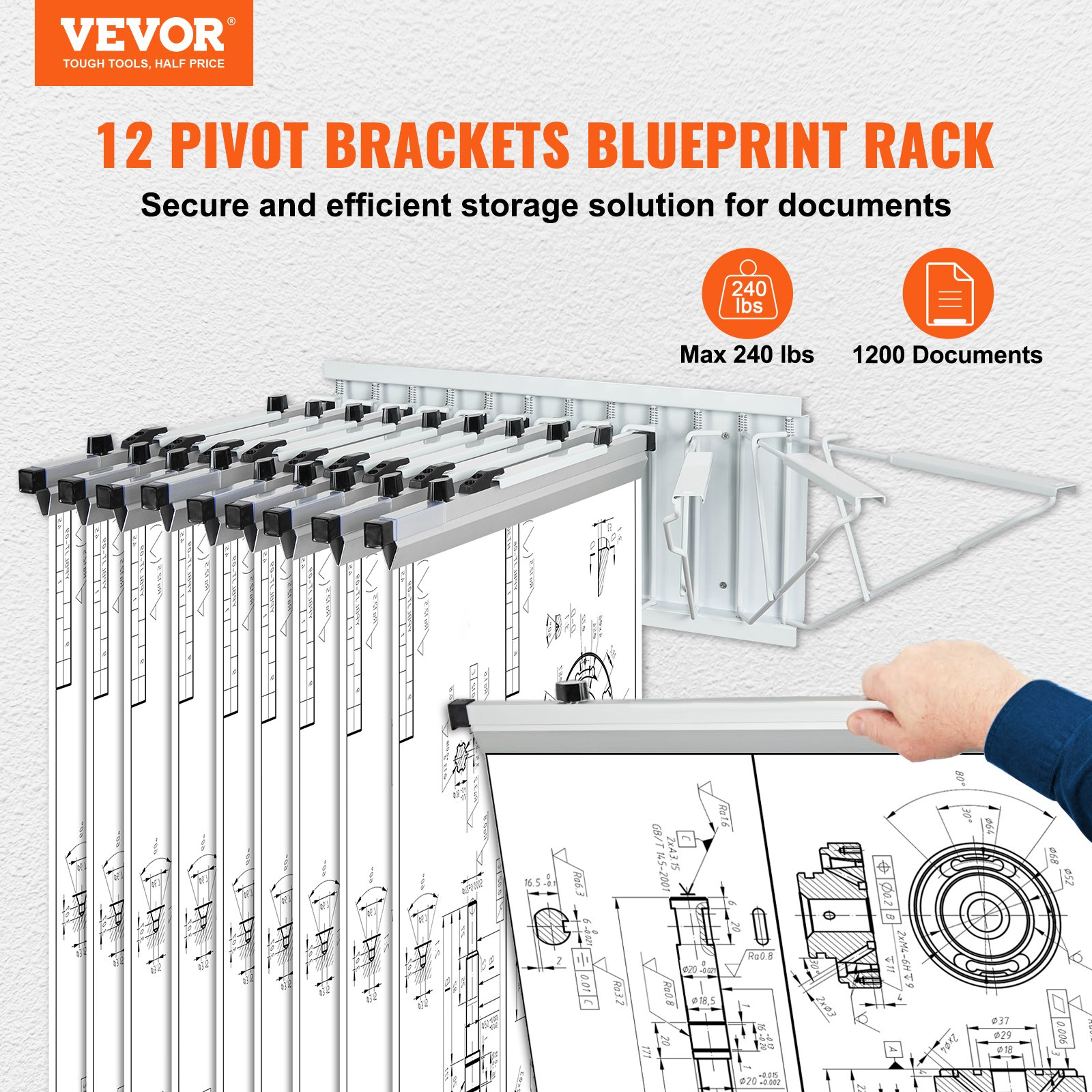 Wall Mount Blueprint Storage Rack – Holds up to 1200 Blueprints ...