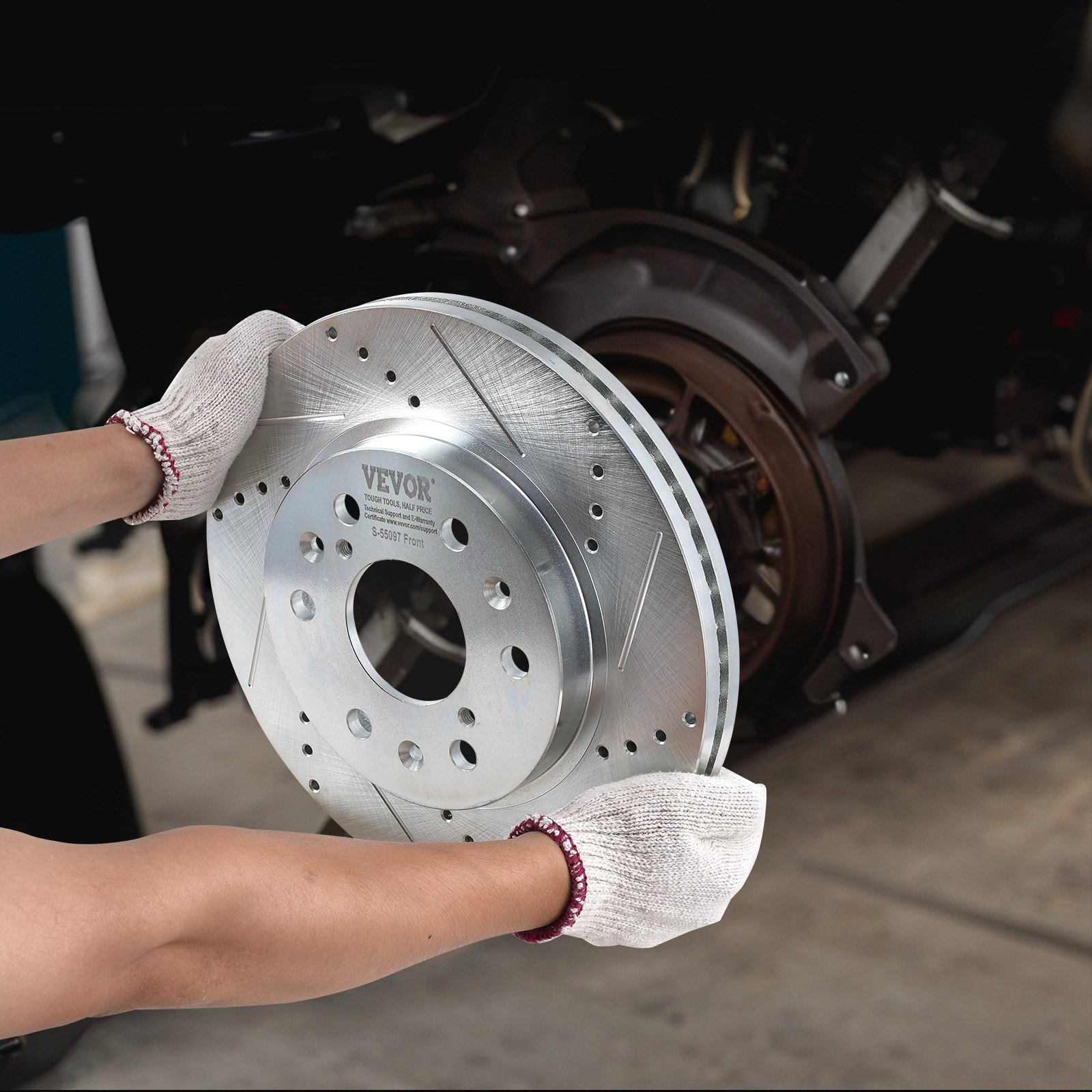 Drilled Slotted Front Rear Brake Rotors Pads Kit for Chevy Silverado GMC - Picture 8 of 10