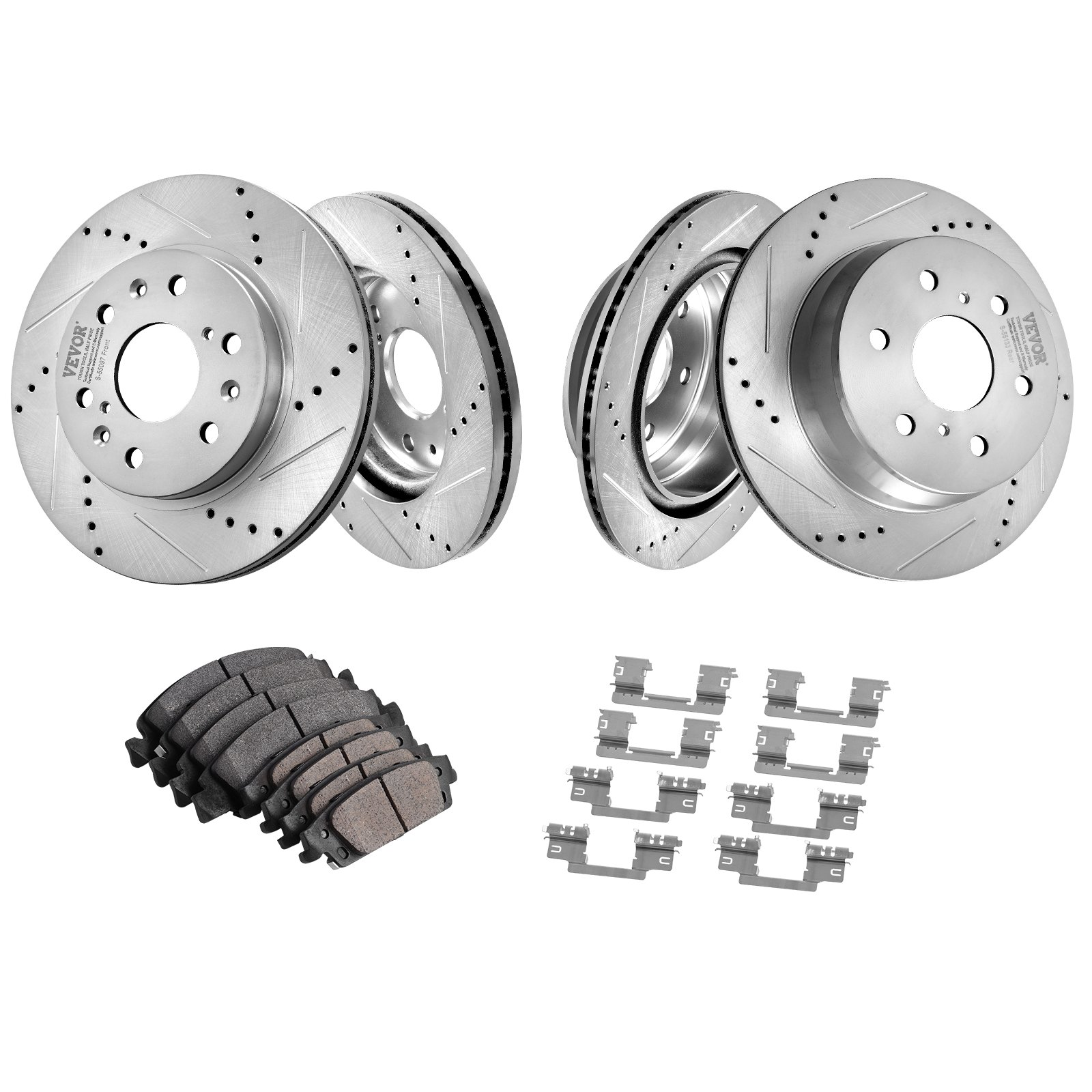 Drilled Slotted Front Rear Brake Rotors Pads Kit for Chevy Silverado GMC - Picture 10 of 10
