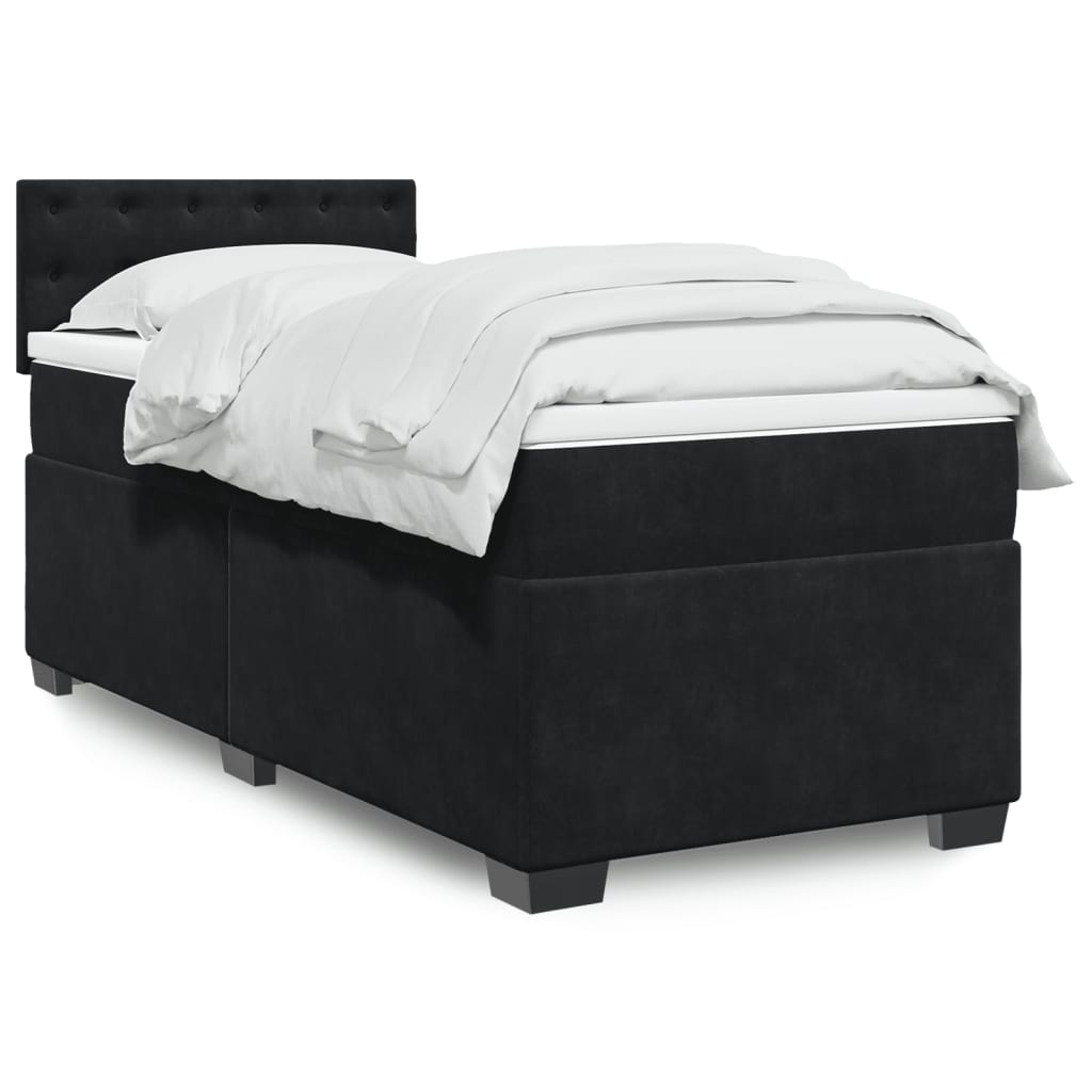 VIDAXL BOX SPRING Bed with Mattress Black 80x200 cm Velvet £321.99