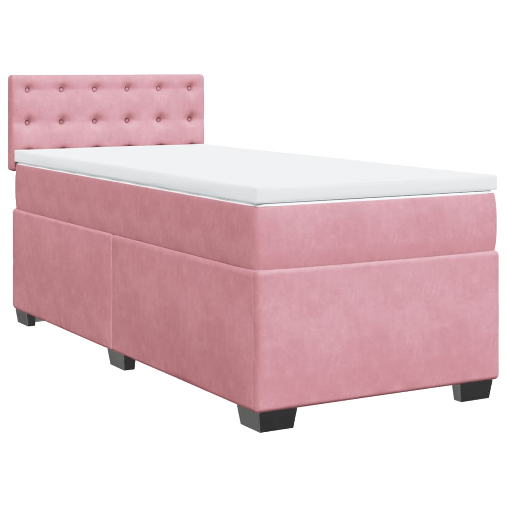 VIDAXL BOX SPRING Bed with Mattress Pink 100x200 cm Velvet £351.99