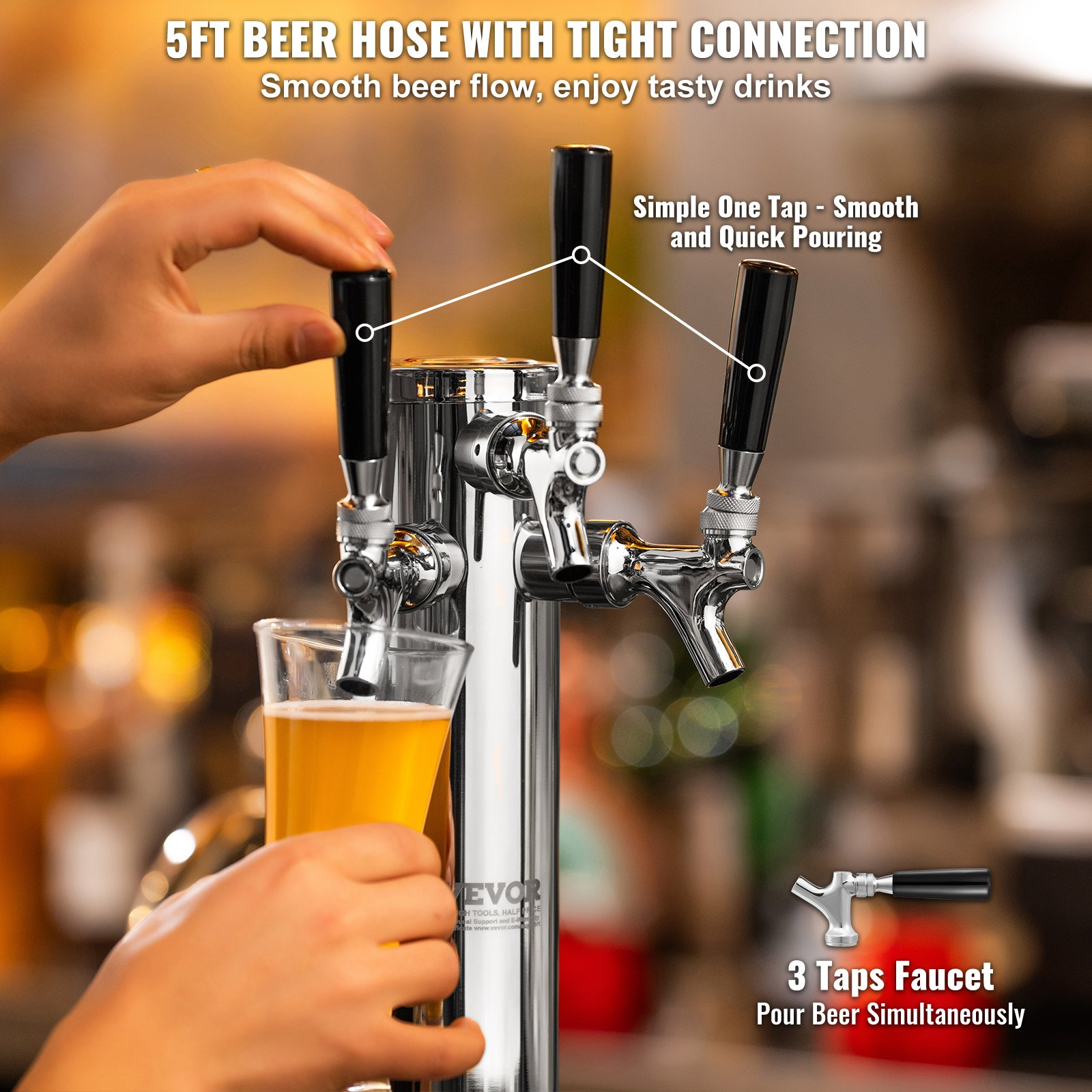 Triple Taps Draft Beer Tower Dispenser, Restaurant