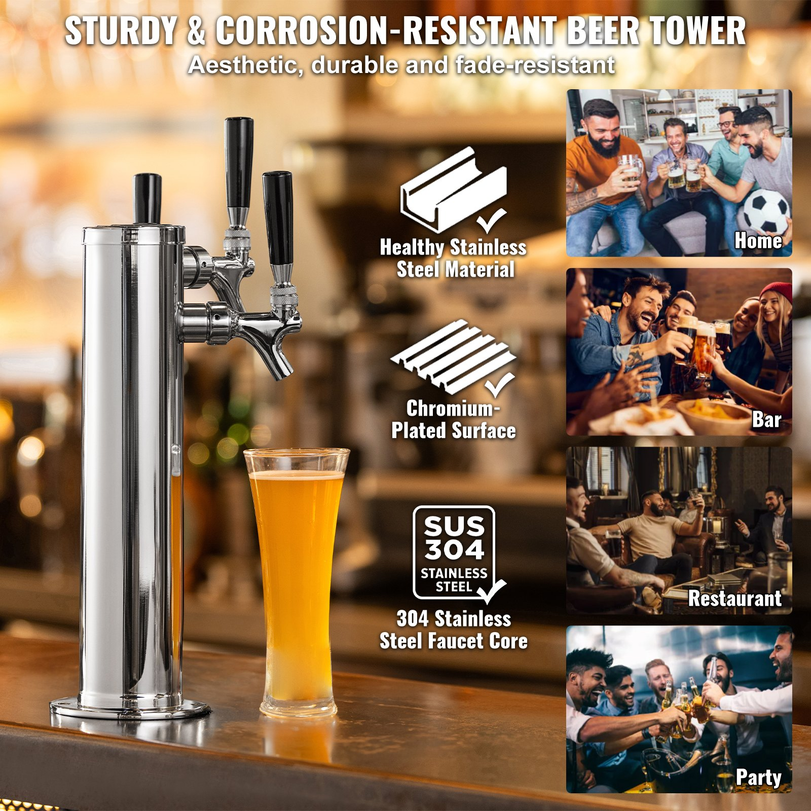 Triple Taps Draft Beer Tower Dispenser, Restaurant