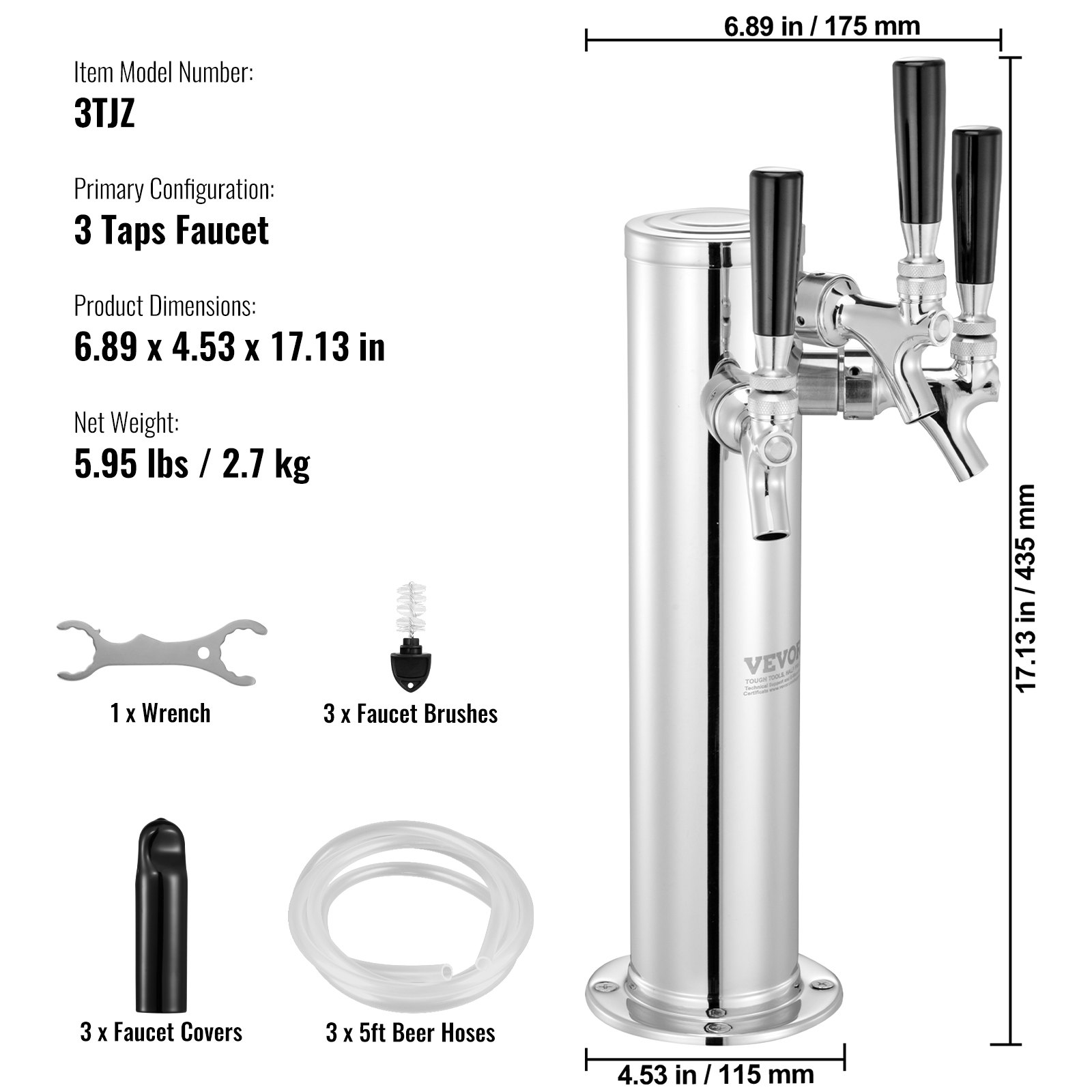Triple Taps Draft Beer Tower Dispenser, Restaurant