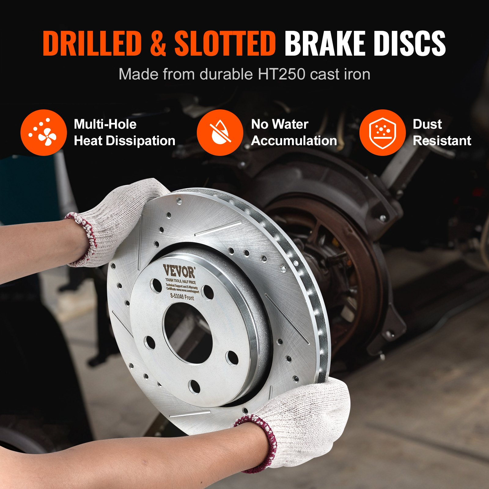 Drilled Slotted Front&Rear Brake Rotors Pads Kit for 07-2017 Jeep Wrangler - Bild 4 von 10