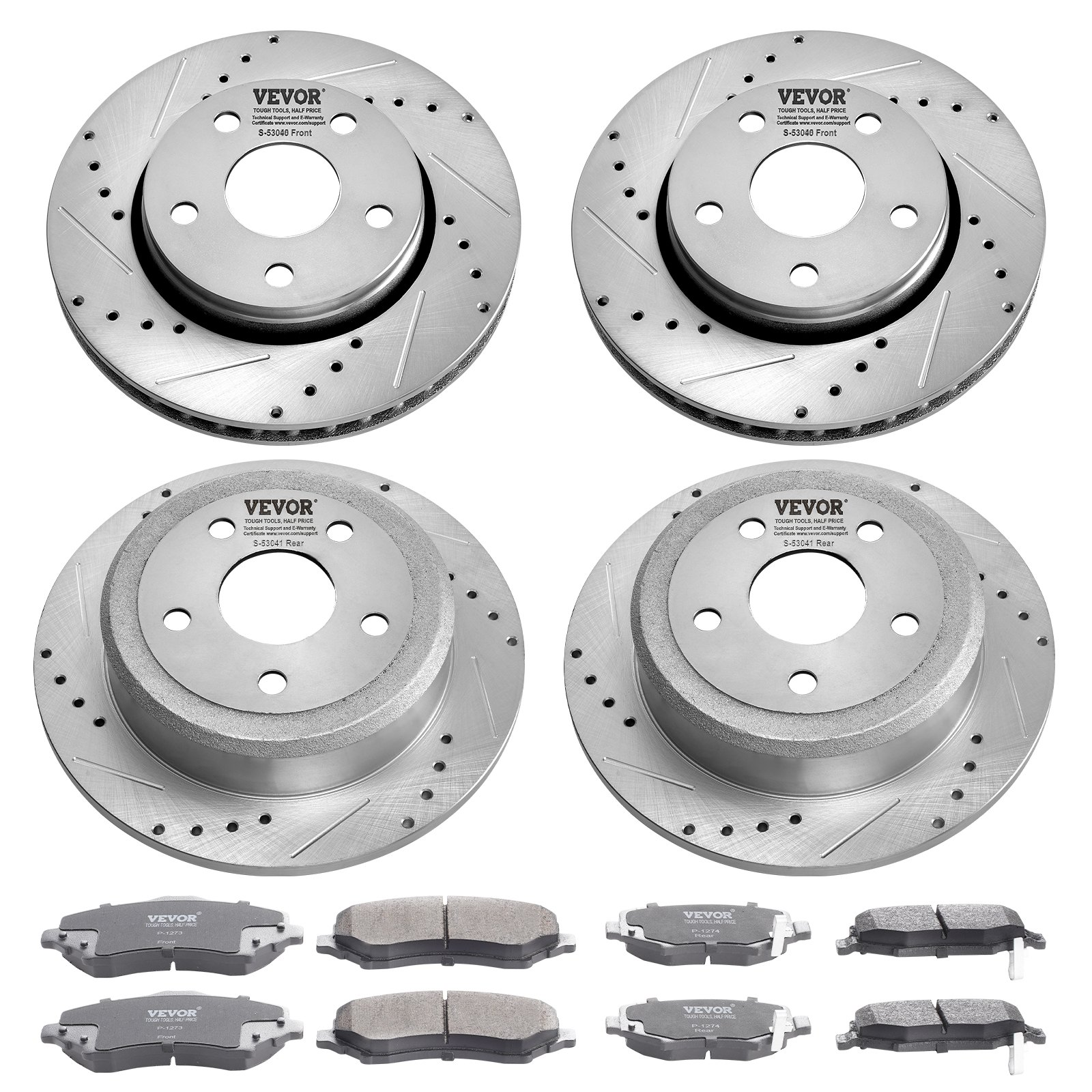 Drilled Slotted Front&Rear Brake Rotors Pads Kit for 07-2017 Jeep Wrangler - Bild 9 von 10